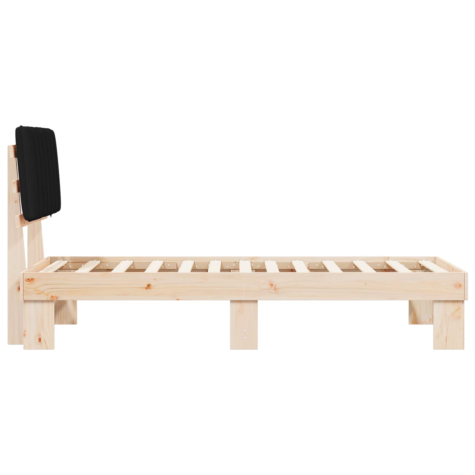 Bedframe met Gevoerd Hoofdgedeelte Zwart 75 x 190 cm is nu te koop bij PeponiXL, paradijselijk wonen!
