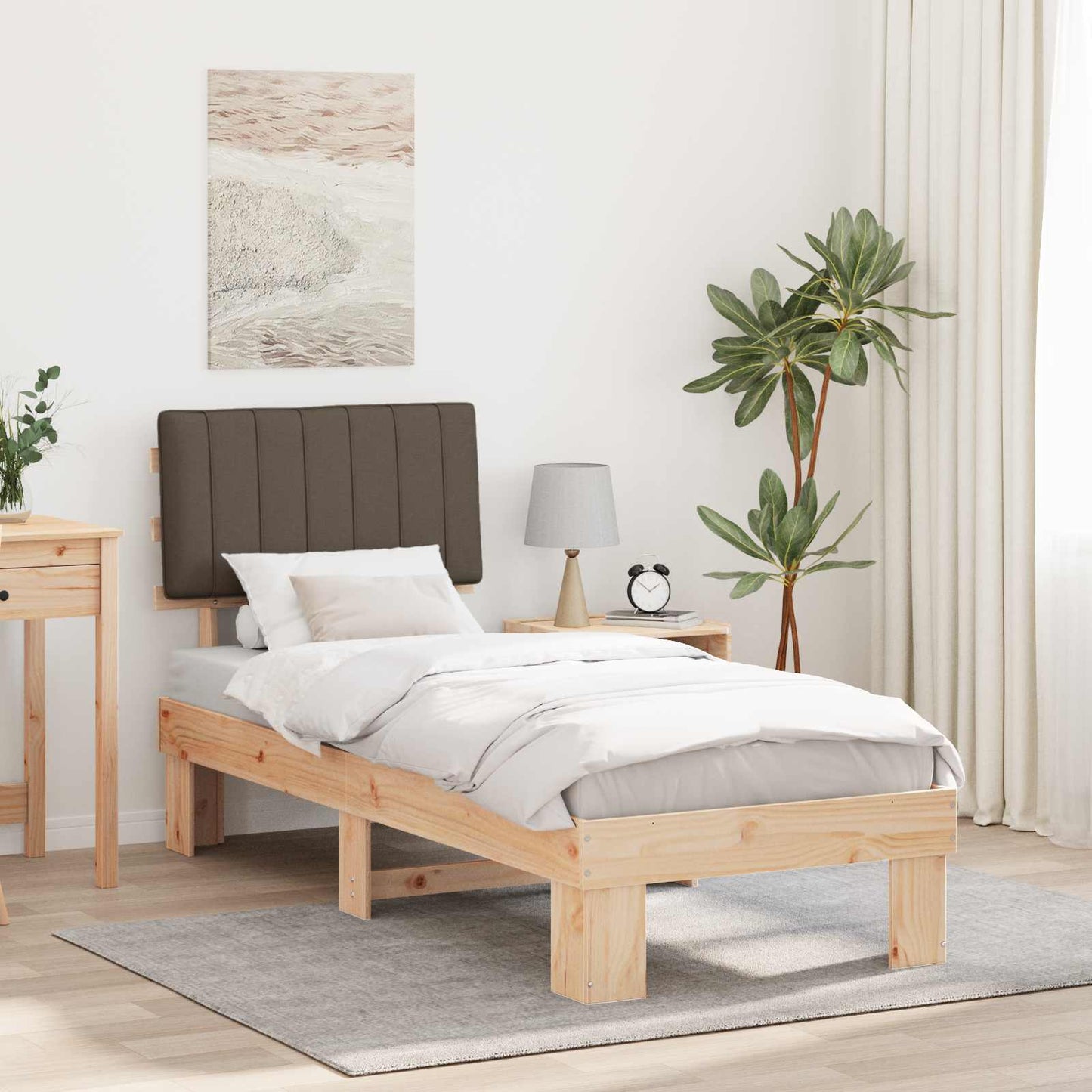 Bedframe met Gevoerd Hoofdgedeelte Taupe 75 x 190 cm is nu te koop bij PeponiXL, paradijselijk wonen!