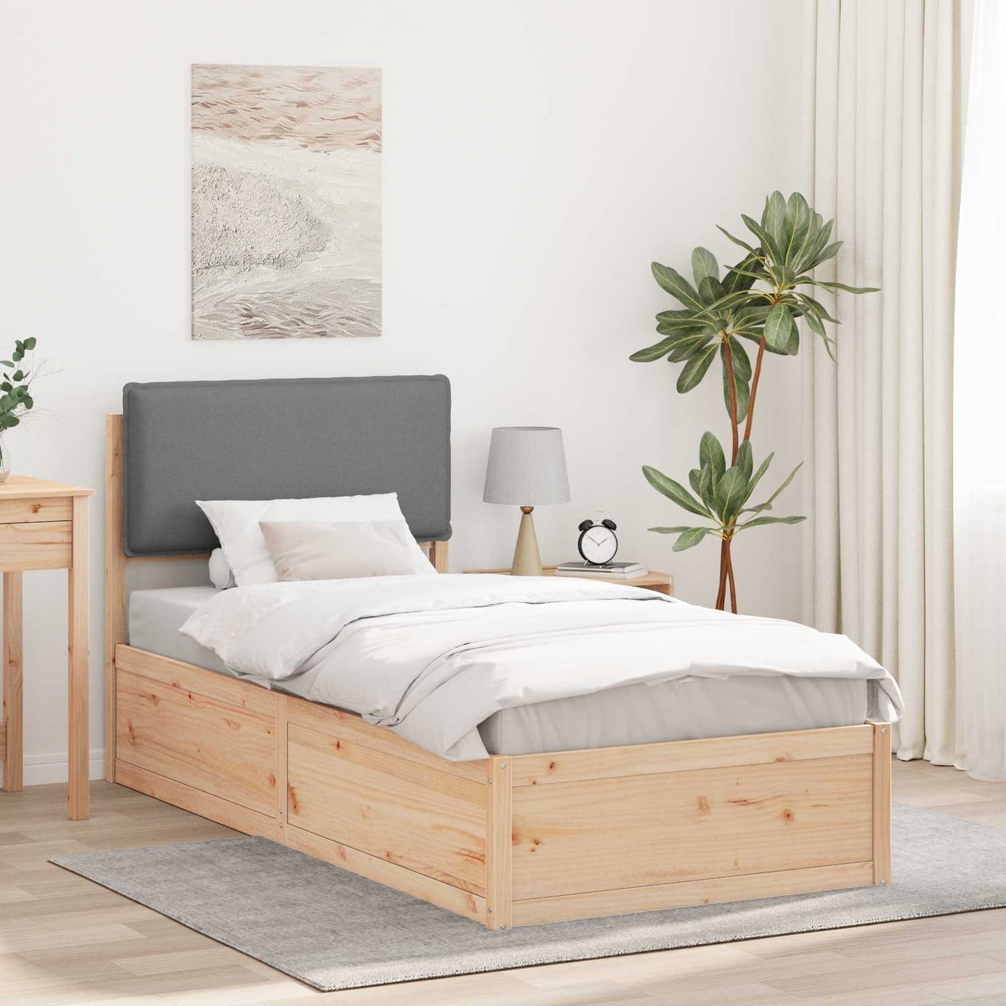 Bedframe met Gevoerd Hoofdgedeelte Lichtgrijs 100 x 200 cm is nu te koop bij PeponiXL, paradijselijk wonen!