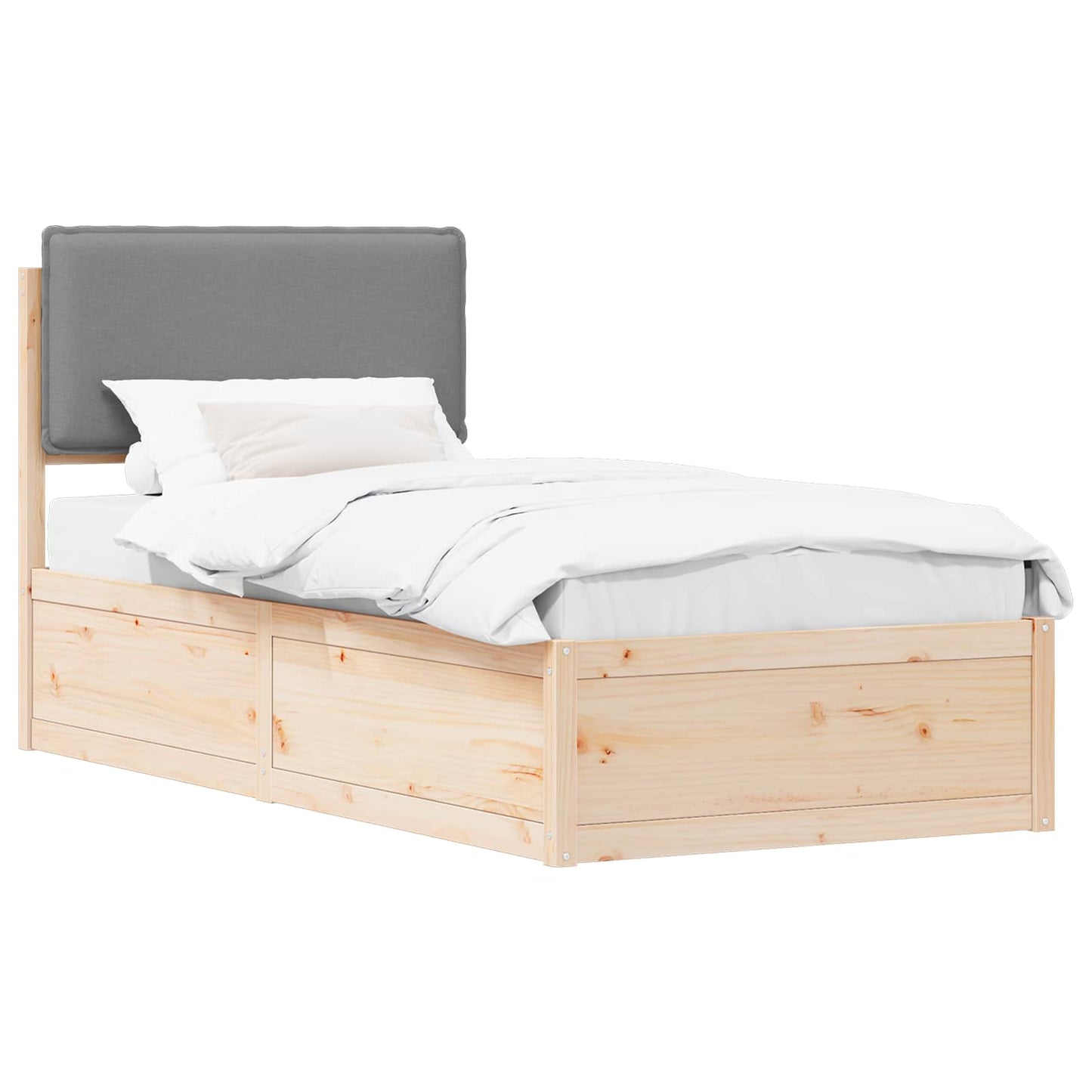 Bedframe met Gevoerd Hoofdgedeelte Lichtgrijs 100 x 200 cm is nu te koop bij PeponiXL, paradijselijk wonen!