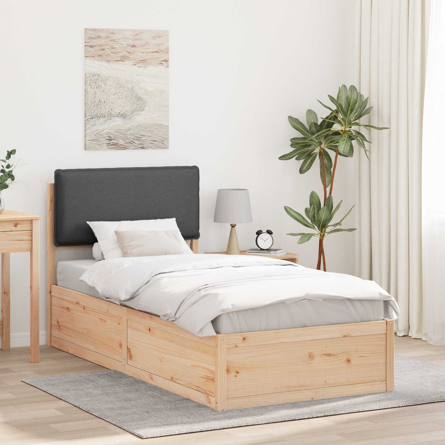 Bedframe met Gevoerd Hoofdgedeelte Donkergrijs 100 x 200 cm is nu te koop bij PeponiXL, paradijselijk wonen!