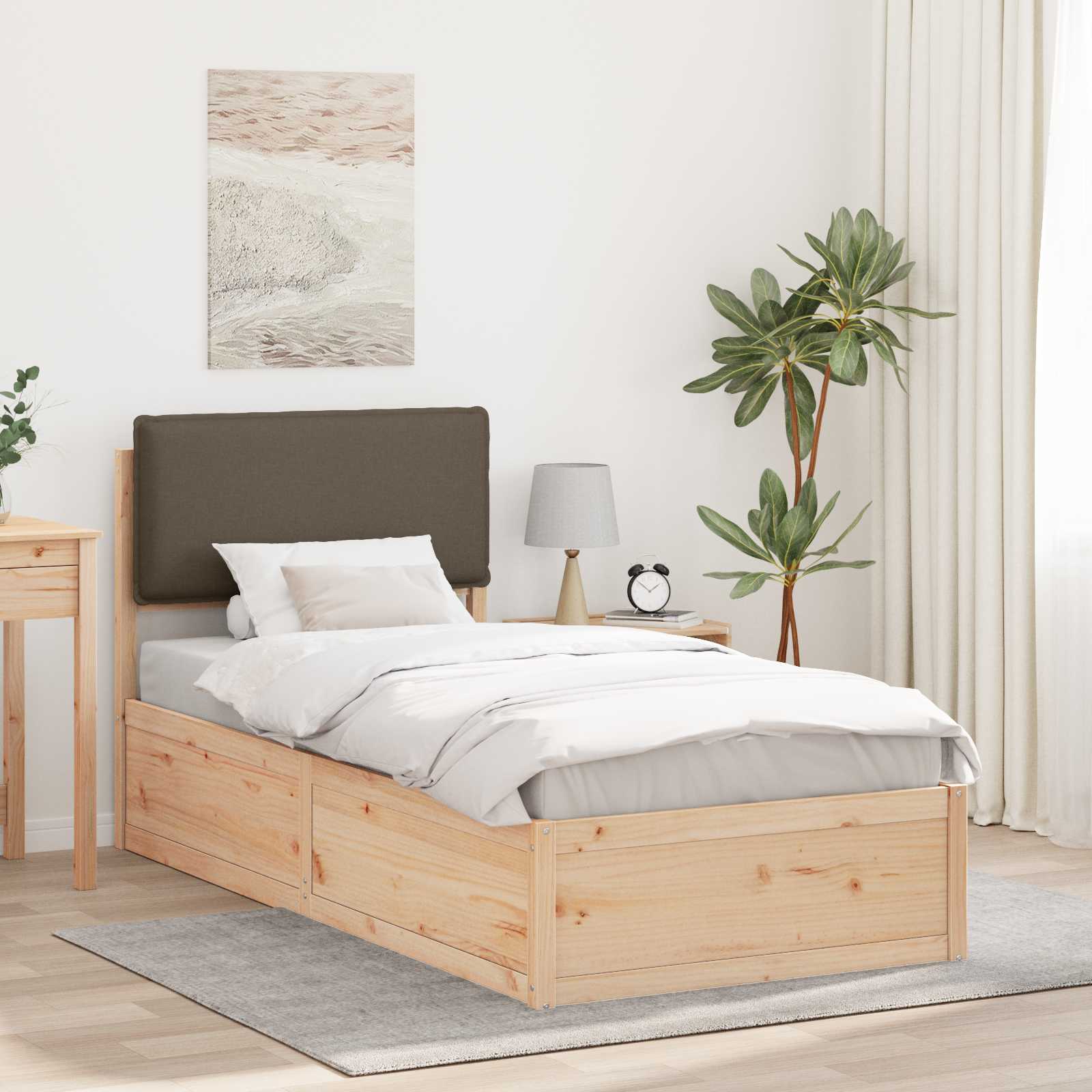 Bedframe met Gevoerd Hoofdgedeelte Taupe 90 x 200 cm is nu te koop bij PeponiXL, paradijselijk wonen!