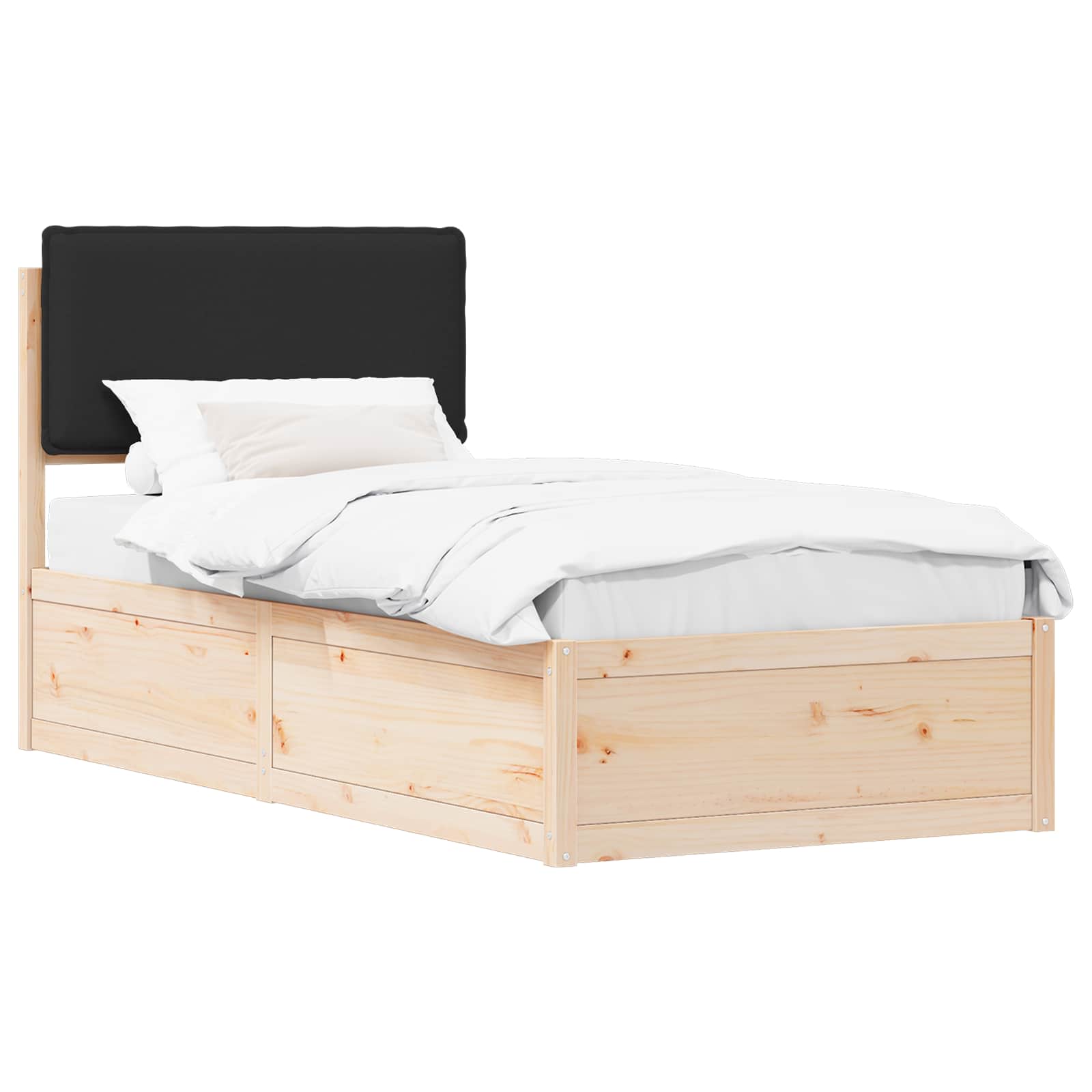 Bedframe met Gevoerd Hoofdgedeelte Zwart 80 x 200 cm is nu te koop bij PeponiXL, paradijselijk wonen!