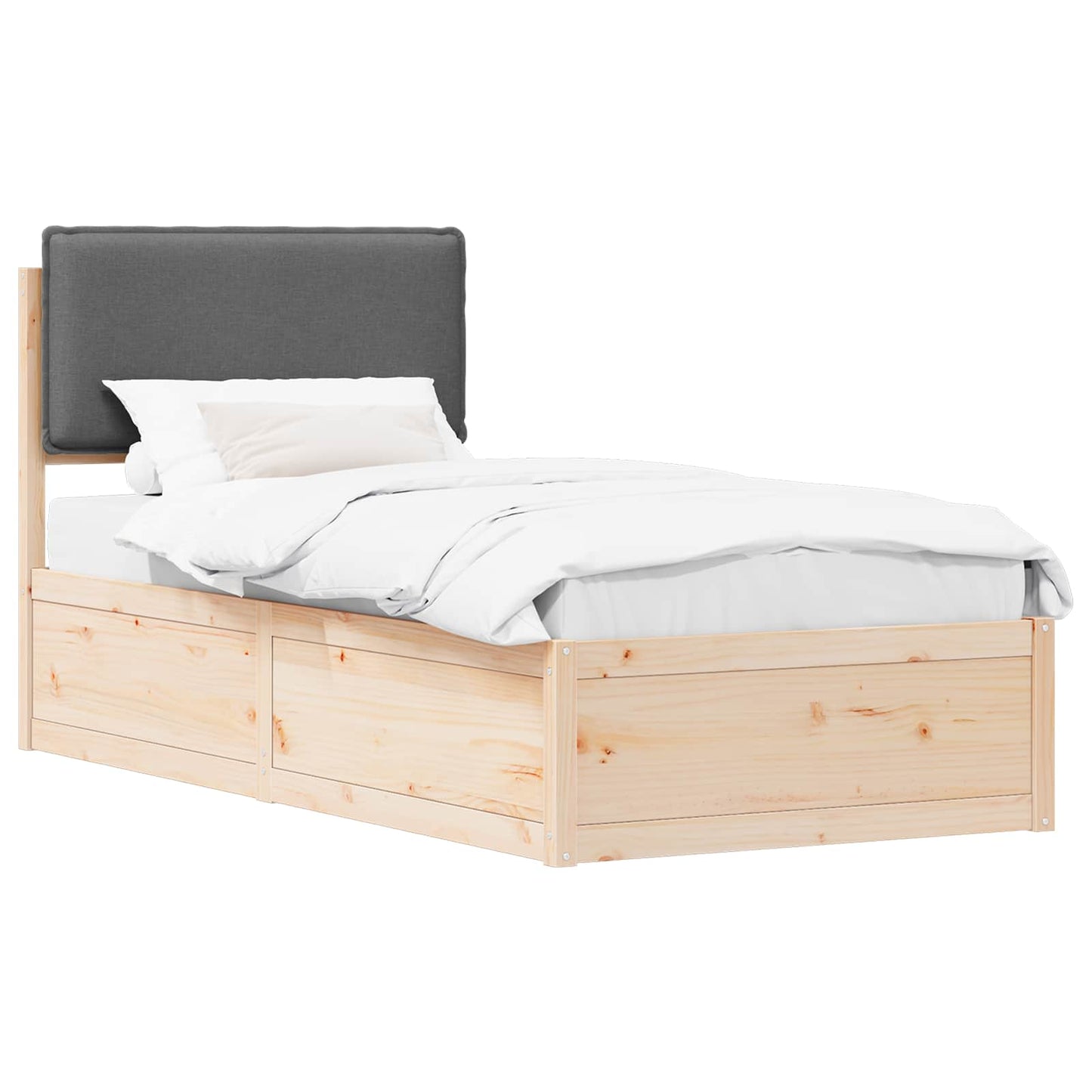 Bedframe met Gevoerd Hoofdgedeelte Donkergrijs 90 x 190 cm is nu te koop bij PeponiXL, paradijselijk wonen!