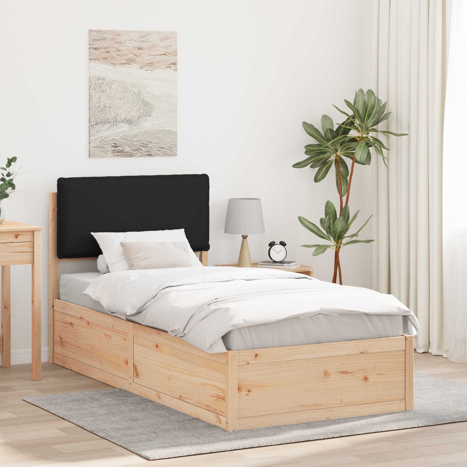 Bedframe met Gevoerd Hoofdgedeelte Zwart 90 x 190 cm is nu te koop bij PeponiXL, paradijselijk wonen!