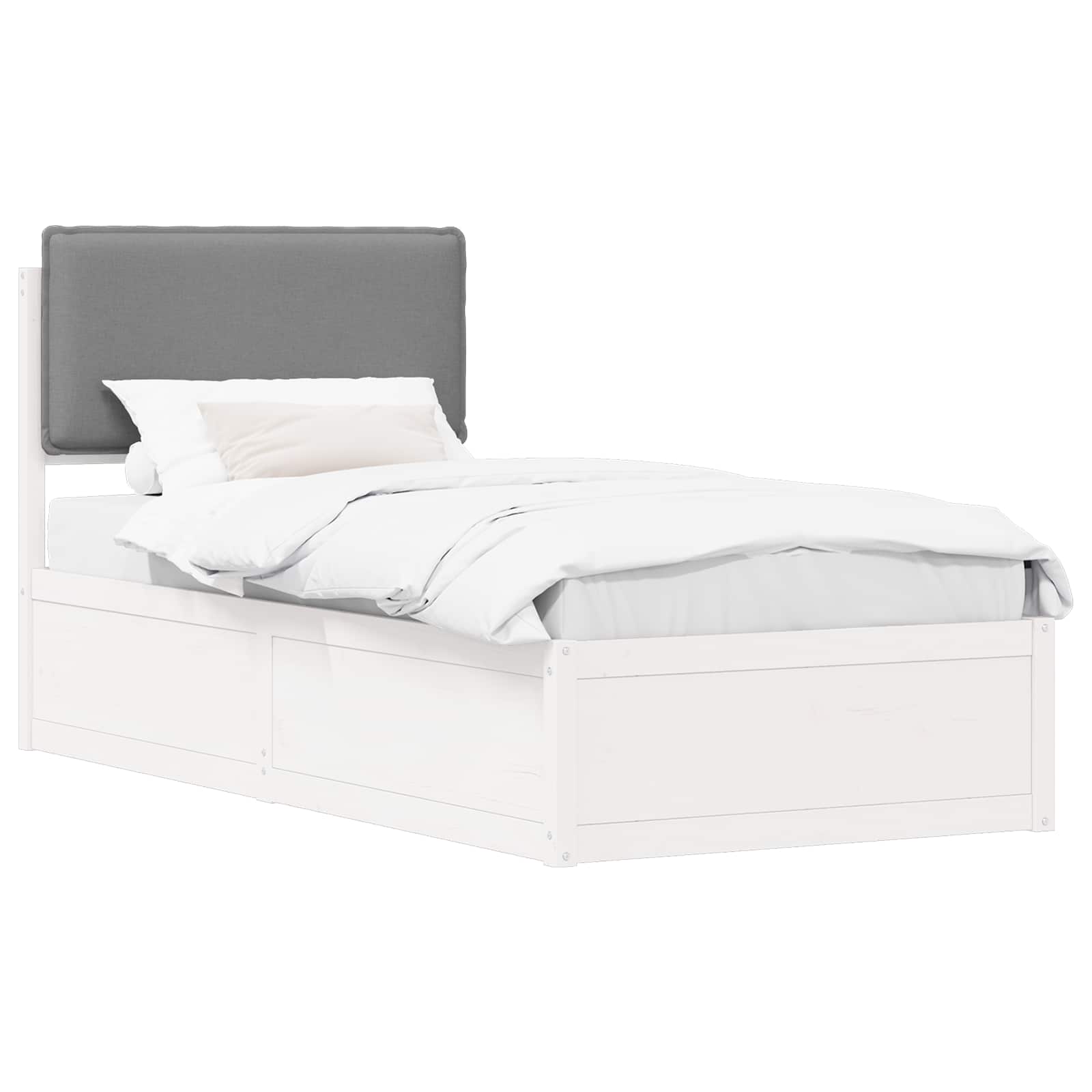 Bedframe met Gevoerd Hoofdgedeelte Lichtgrijs 75 x 190 cm is nu te koop bij PeponiXL, paradijselijk wonen!