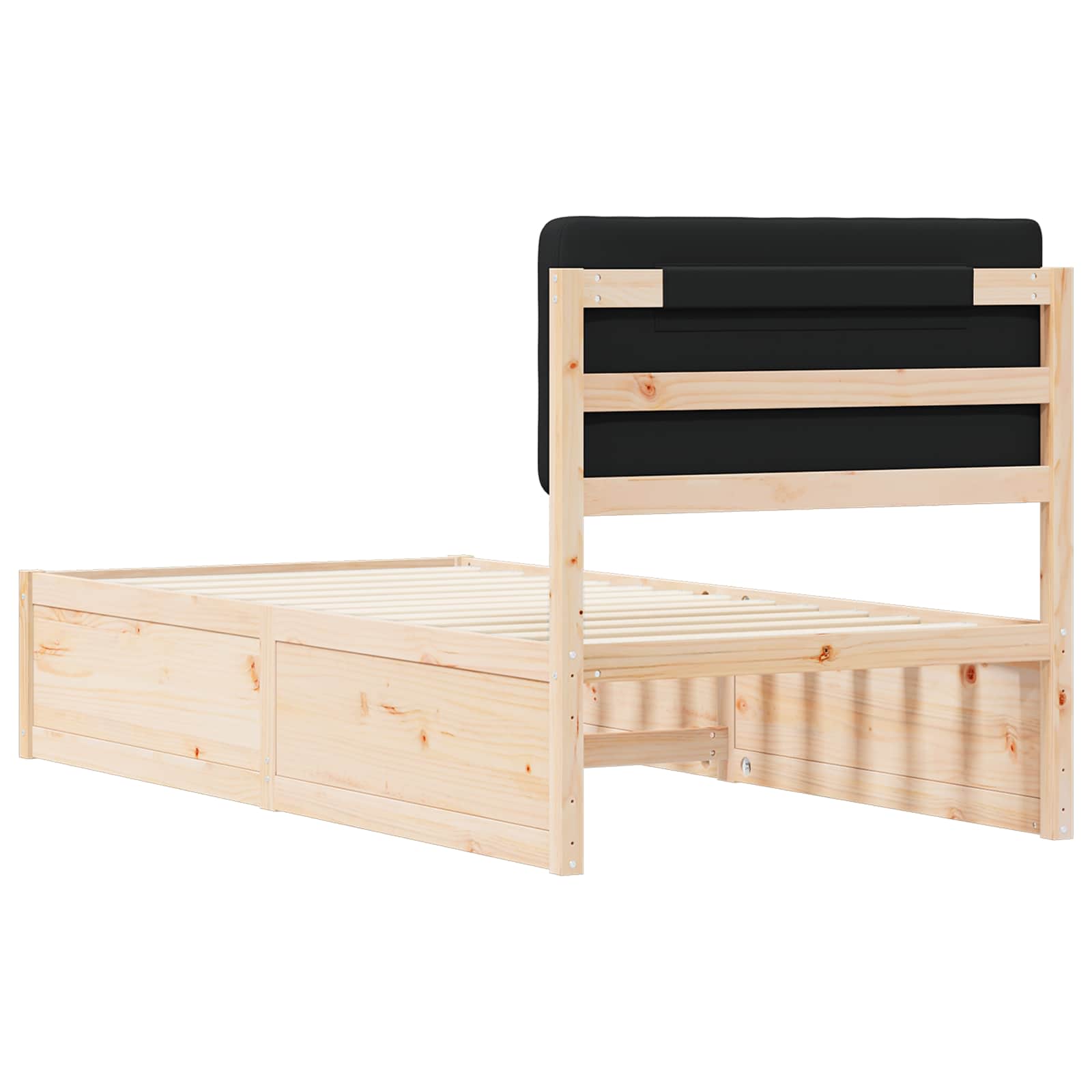 Bedframe met Gevoerd Hoofdgedeelte Zwart 80 x 200 cm is nu te koop bij PeponiXL, paradijselijk wonen!