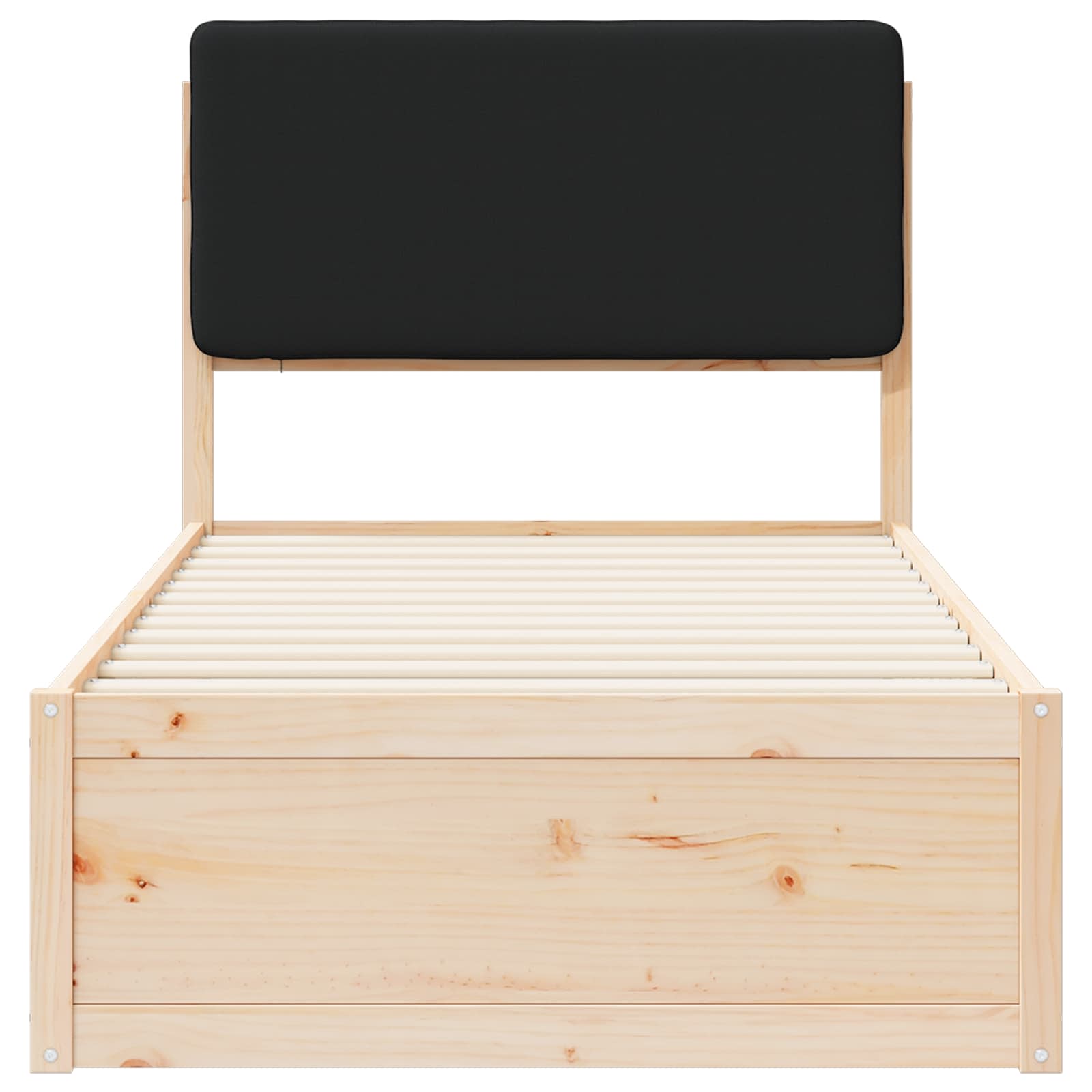 Bedframe met Gevoerd Hoofdgedeelte Zwart 80 x 200 cm is nu te koop bij PeponiXL, paradijselijk wonen!