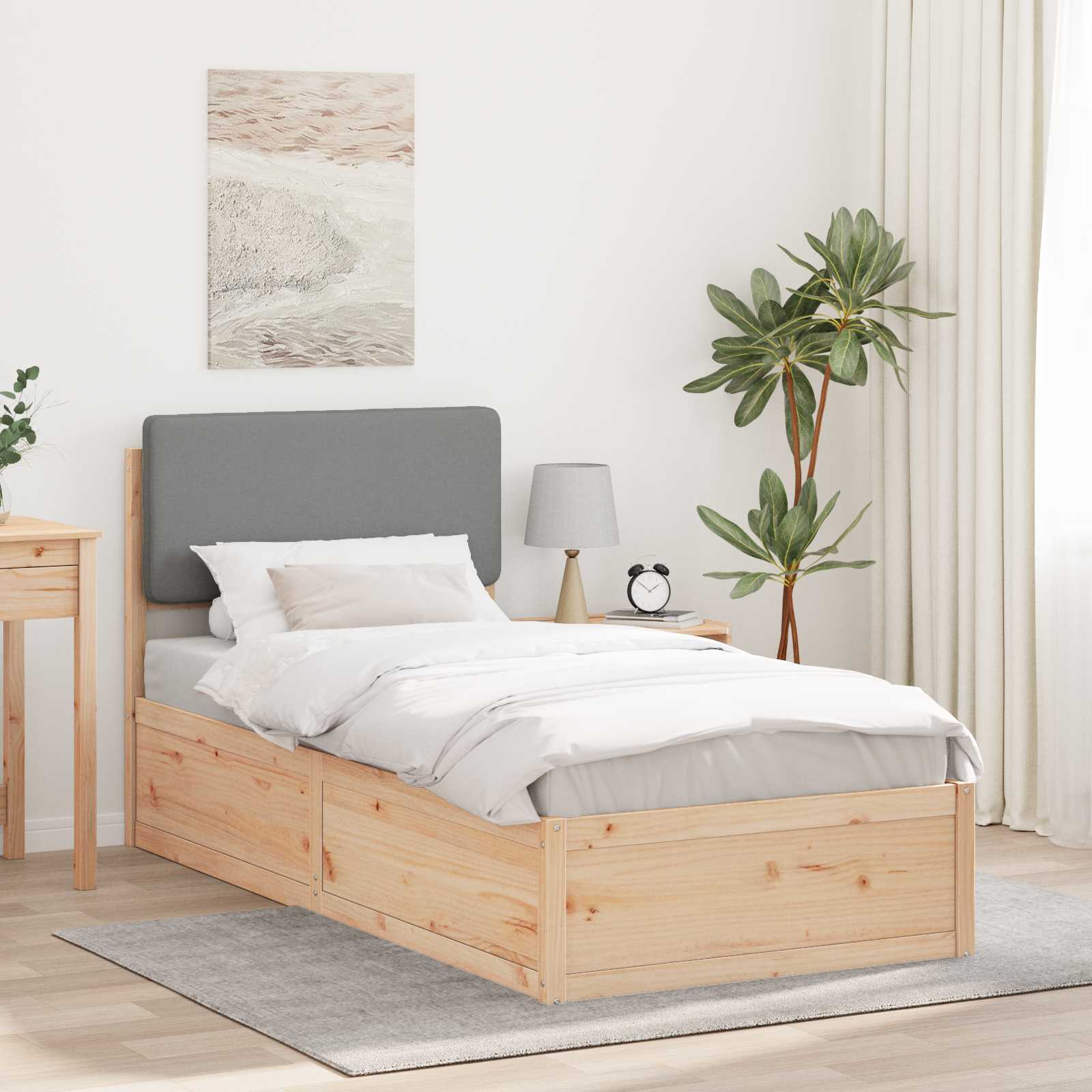 Bedframe met Gevoerd Hoofdgedeelte Lichtgrijs 90 x 190 cm is nu te koop bij PeponiXL, paradijselijk wonen!