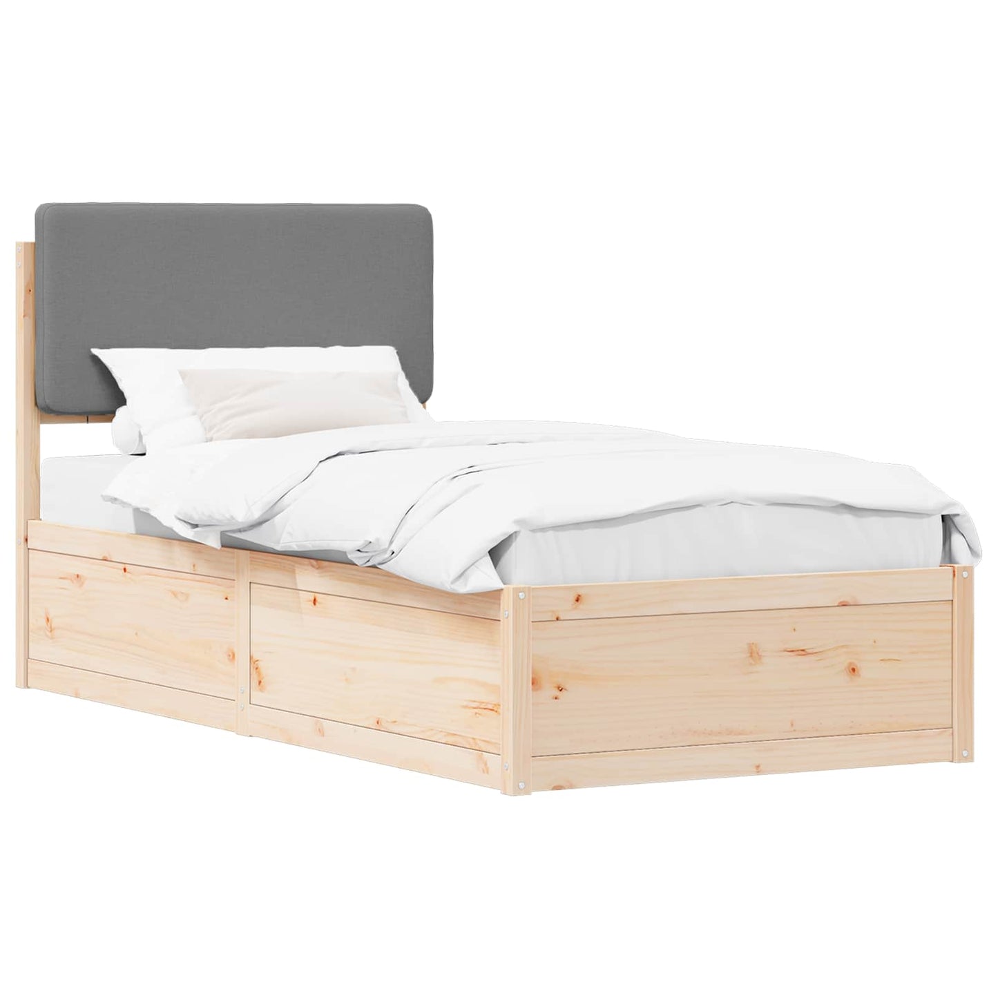 Bedframe met Gevoerd Hoofdgedeelte Lichtgrijs 90 x 190 cm is nu te koop bij PeponiXL, paradijselijk wonen!