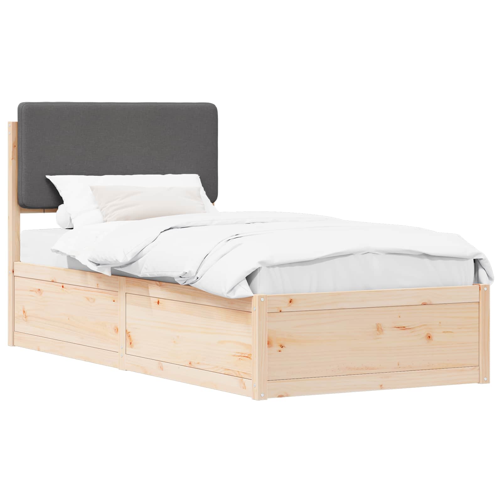 Bedframe met Gevoerd Hoofdgedeelte Donkergrijs 90 x 190 cm is nu te koop bij PeponiXL, paradijselijk wonen!