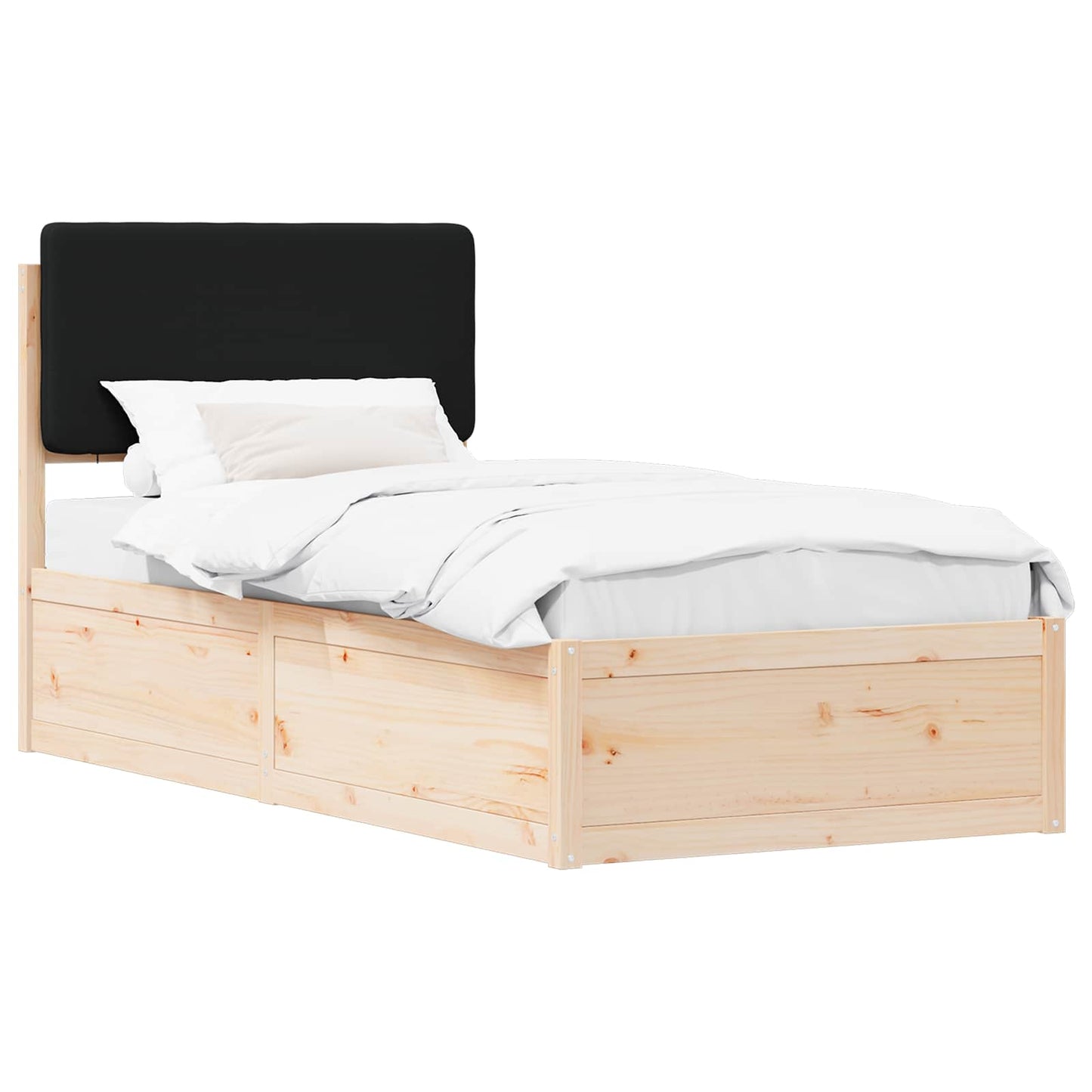 Bedframe met Gevoerd Hoofdgedeelte Zwart 90 x 190 cm is nu te koop bij PeponiXL, paradijselijk wonen!