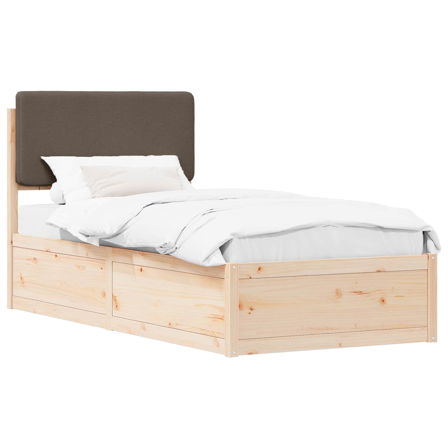 Bedframe met Gevoerd Hoofdgedeelte Taupe 90 x 190 cm is nu te koop bij PeponiXL, paradijselijk wonen!