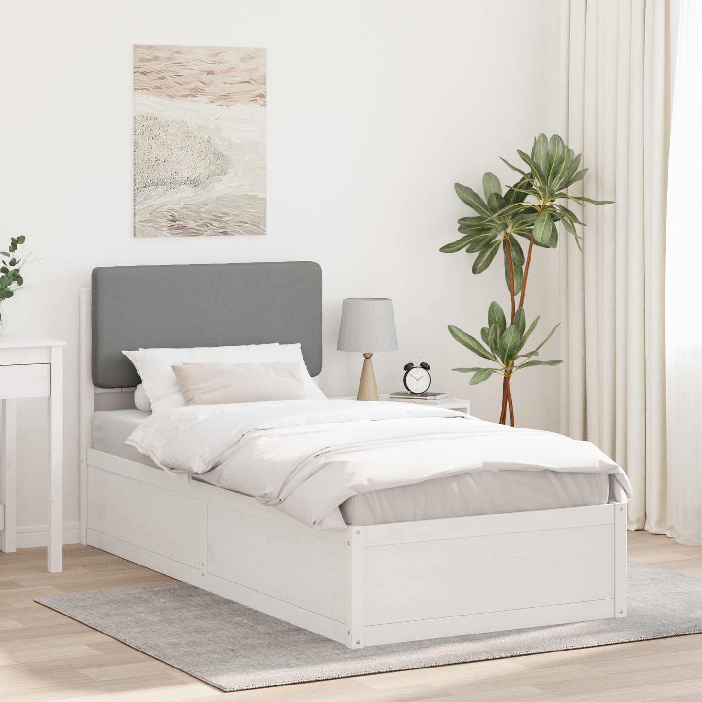 Bedframe met Gevoerd Hoofdgedeelte Lichtgrijs 90 x 190 cm is nu te koop bij PeponiXL, paradijselijk wonen!