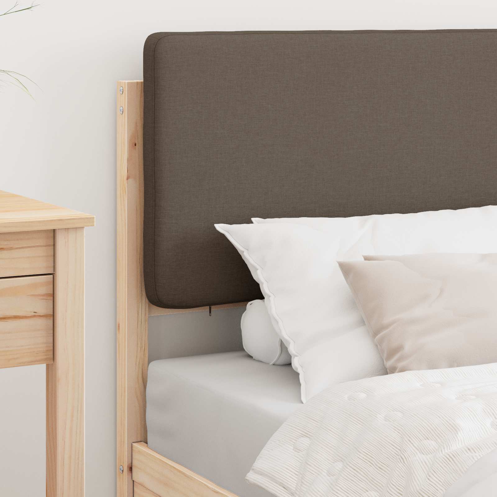 Bedframe met Gevoerd Hoofdgedeelte Taupe 75 x 190 cm is nu te koop bij PeponiXL, paradijselijk wonen!