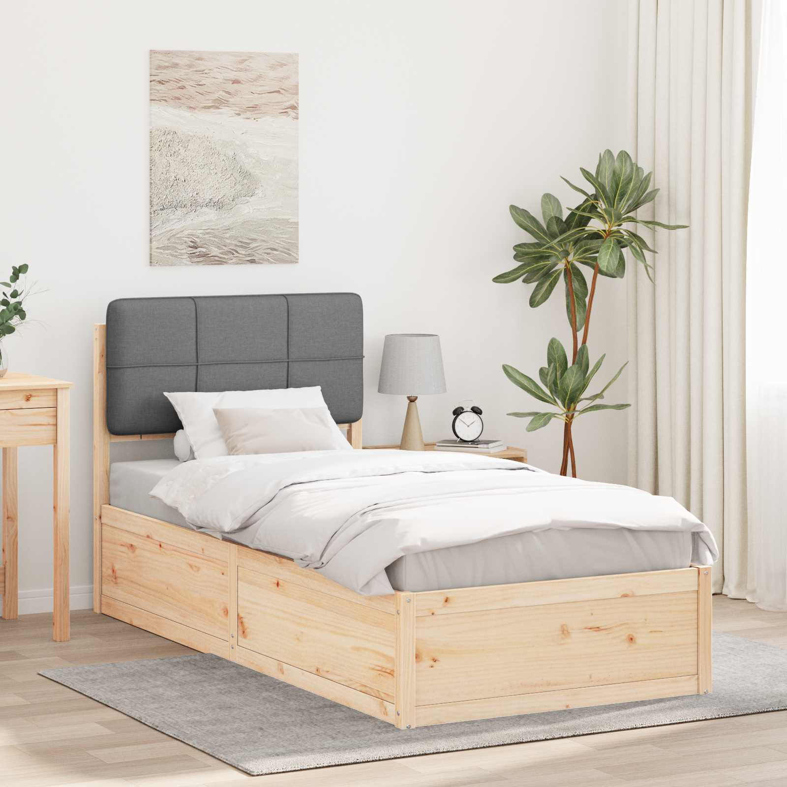 Bedframe met Gevoerd Hoofdgedeelte Lichtgrijs 100 x 200 cm is nu te koop bij PeponiXL, paradijselijk wonen!