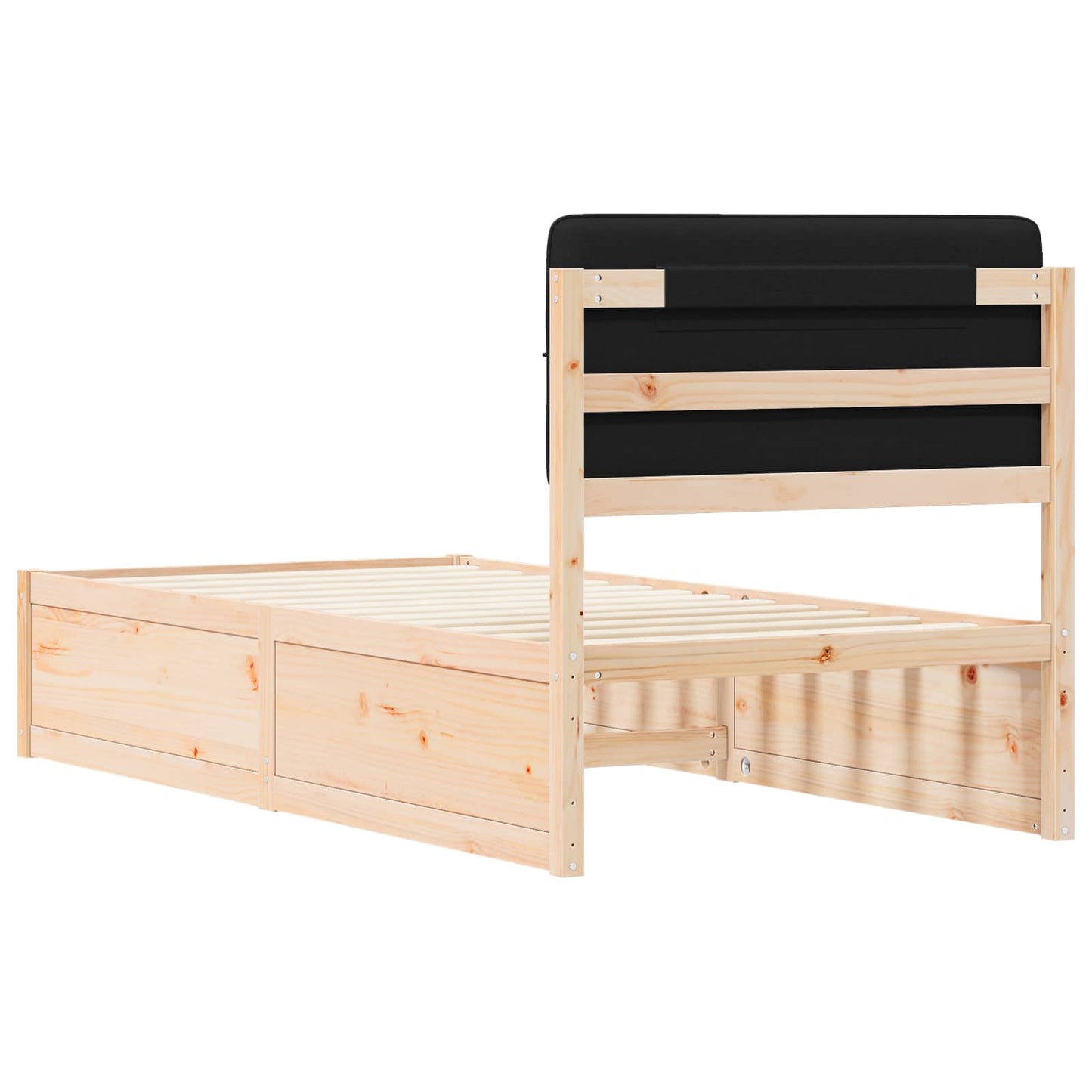 Bedframe met Gevoerd Hoofdgedeelte Zwart 100 x 200 cm is nu te koop bij PeponiXL, paradijselijk wonen!