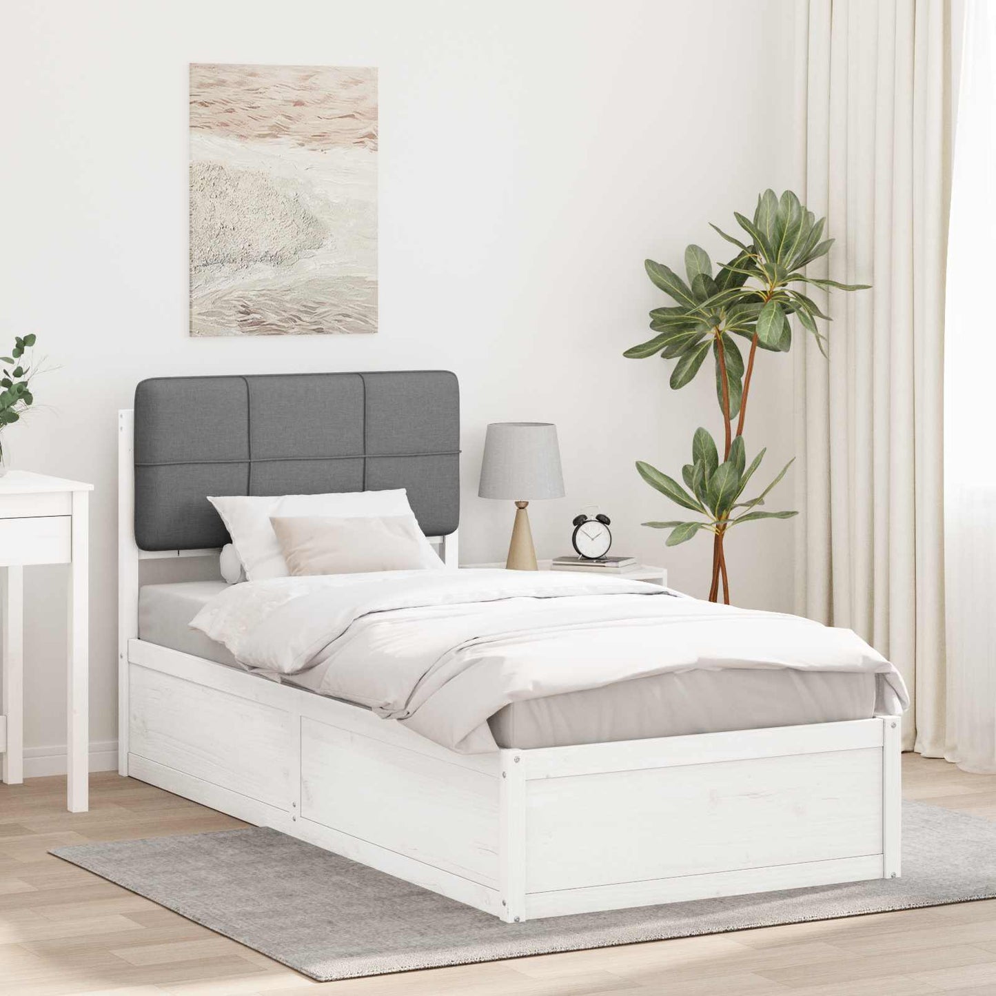 Bedframe met Gevoerd Hoofdgedeelte Lichtgrijs 100 x 200 cm is nu te koop bij PeponiXL, paradijselijk wonen!