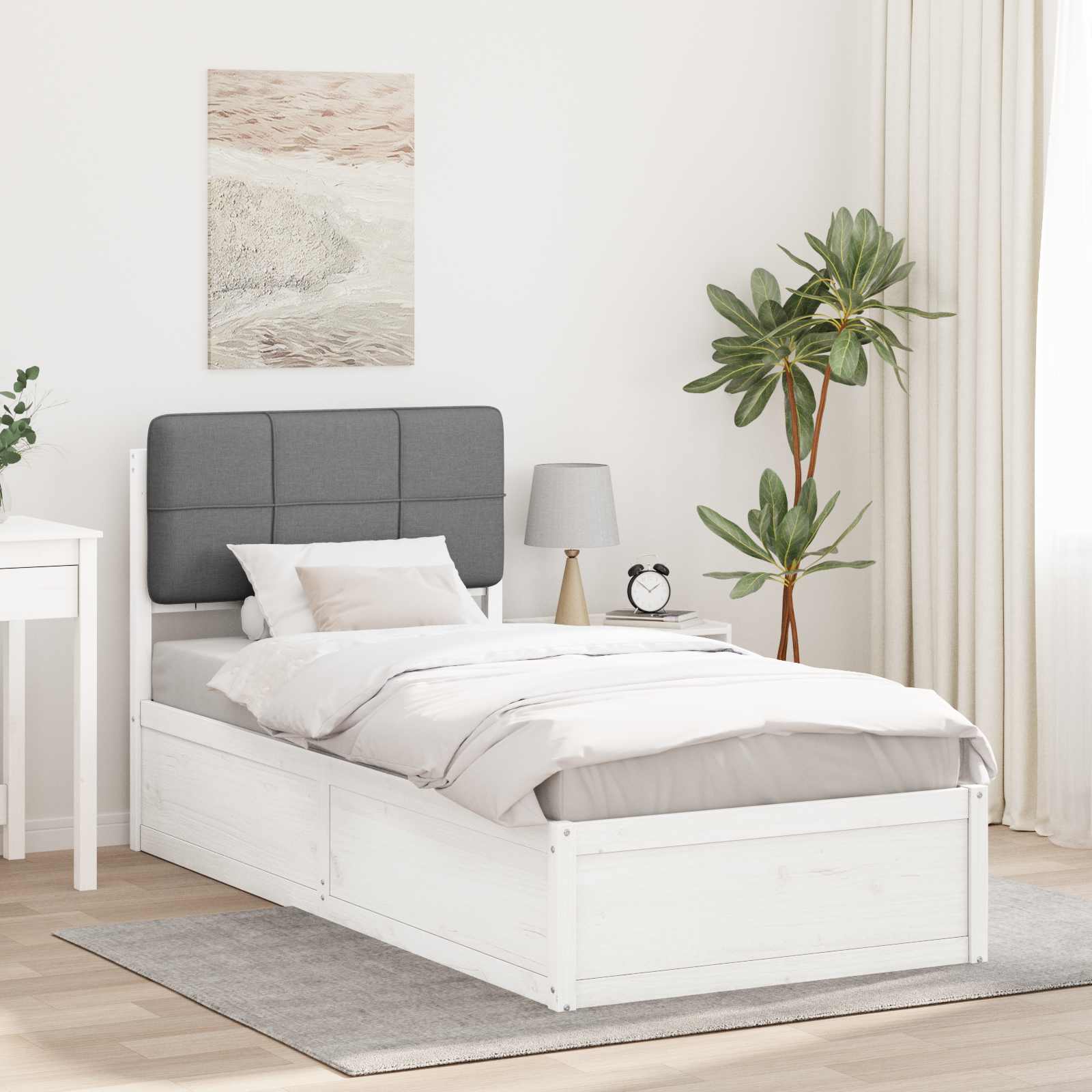 Bedframe met Gevoerd Hoofdgedeelte Lichtgrijs 100 x 200 cm is nu te koop bij PeponiXL, paradijselijk wonen!
