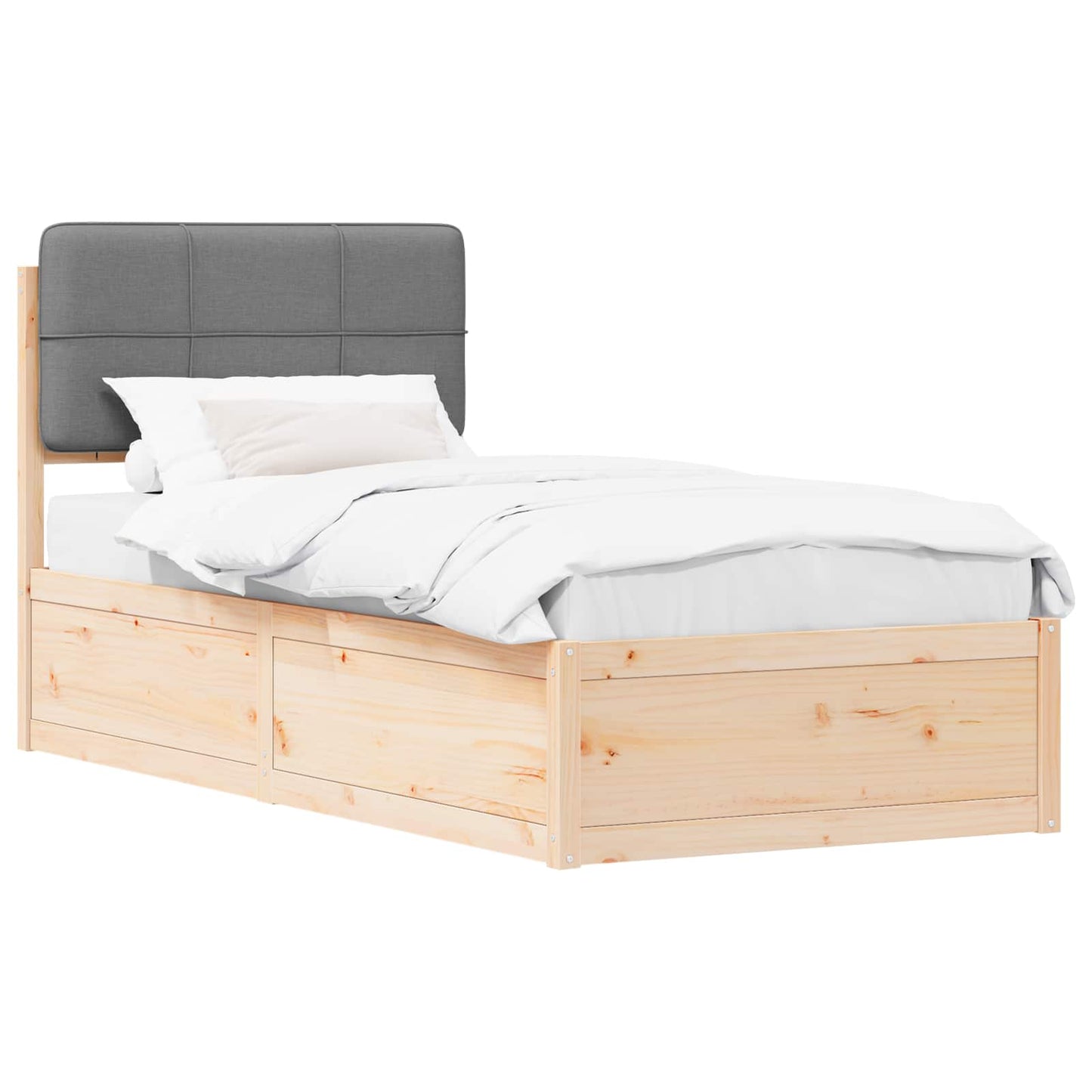 Bedframe met Gevoerd Hoofdgedeelte Lichtgrijs 90 x 200 cm is nu te koop bij PeponiXL, paradijselijk wonen!