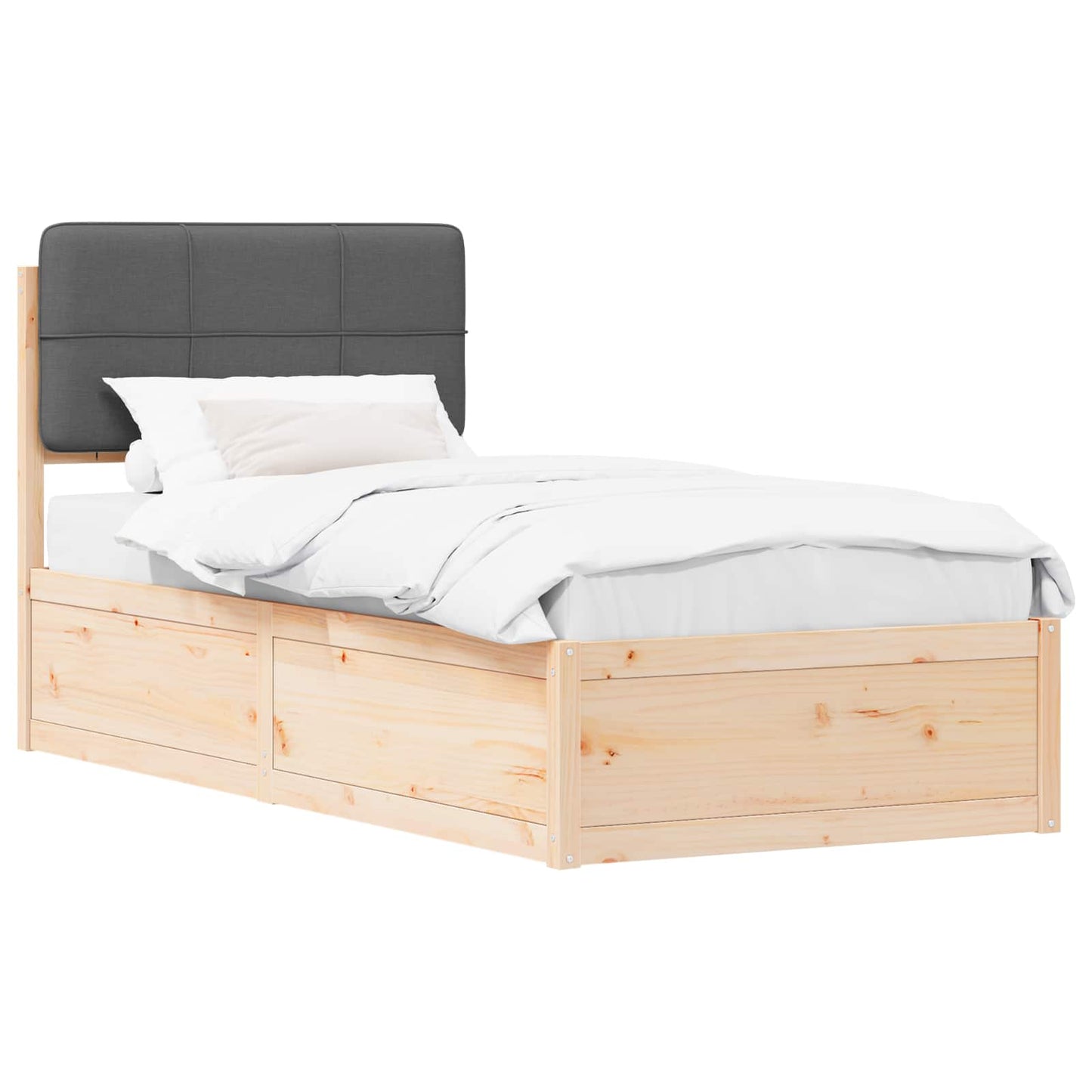 Bedframe met Gevoerd Hoofdgedeelte Donkergrijs 90 x 200 cm is nu te koop bij PeponiXL, paradijselijk wonen!