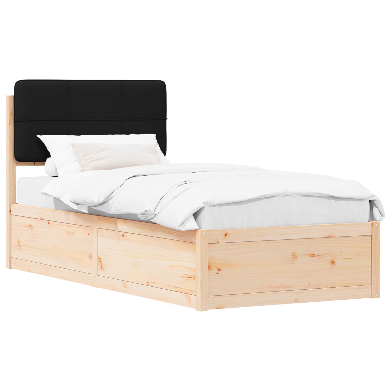 Bedframe met Gevoerd Hoofdgedeelte Zwart 90 x 200 cm is nu te koop bij PeponiXL, paradijselijk wonen!