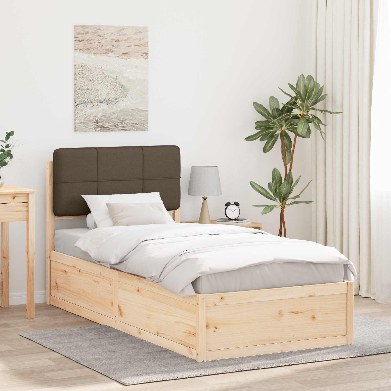 Bedframe met Gevoerd Hoofdgedeelte Taupe 90 x 200 cm is nu te koop bij PeponiXL, paradijselijk wonen!