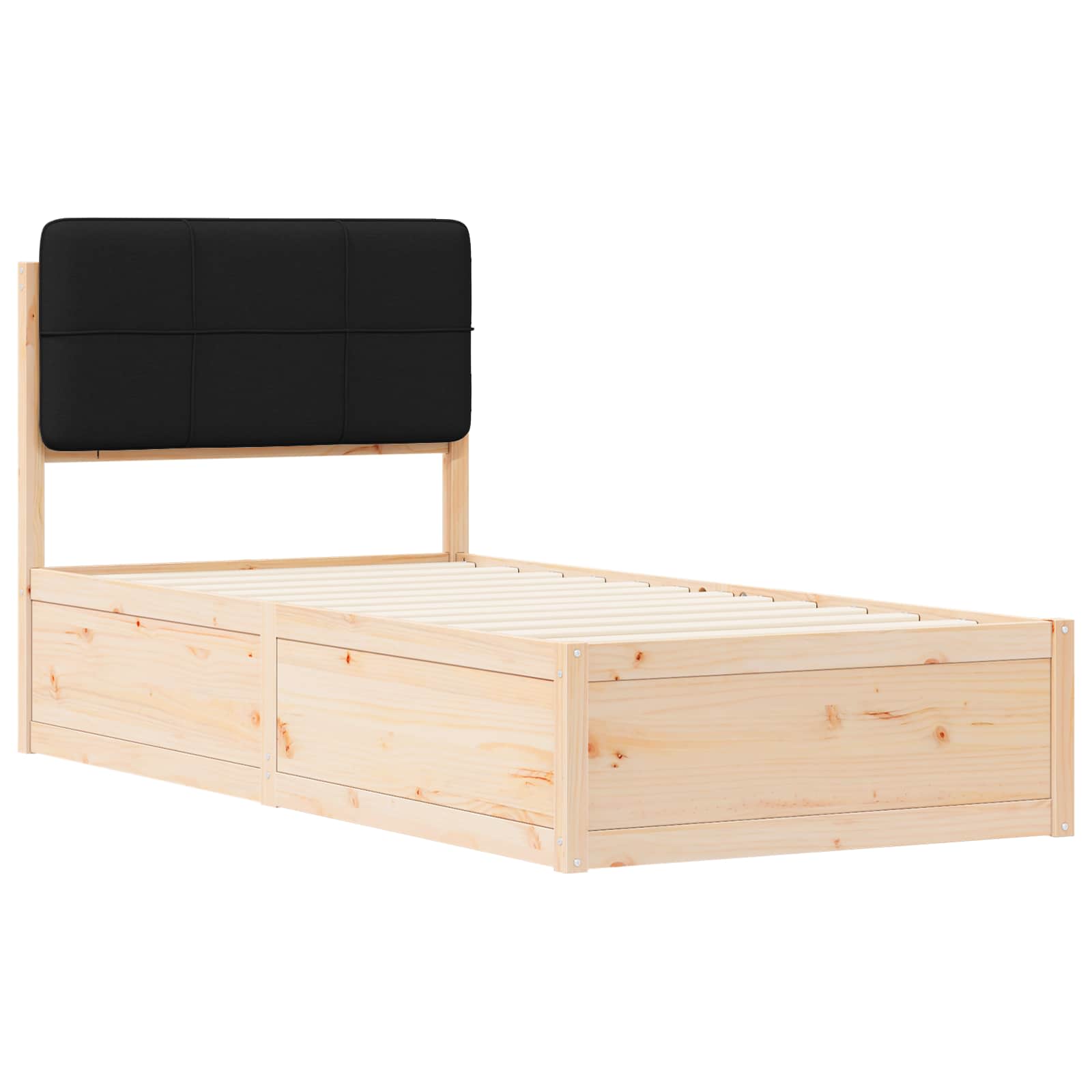 Bedframe met Gevoerd Hoofdgedeelte Zwart 80 x 200 cm is nu te koop bij PeponiXL, paradijselijk wonen!