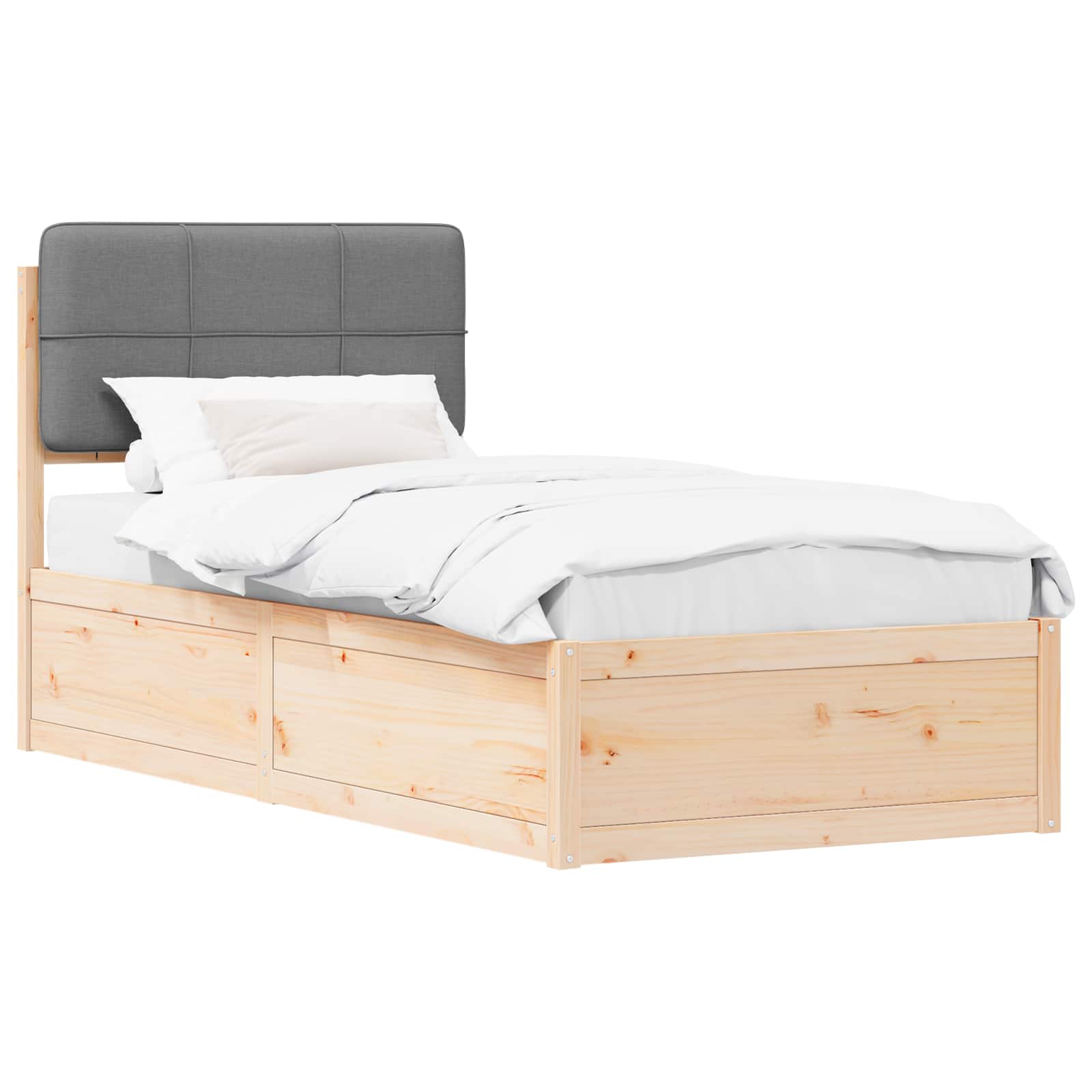 Bedframe met Gevoerd Hoofdgedeelte Lichtgrijs 75 x 190 cm is nu te koop bij PeponiXL, paradijselijk wonen!