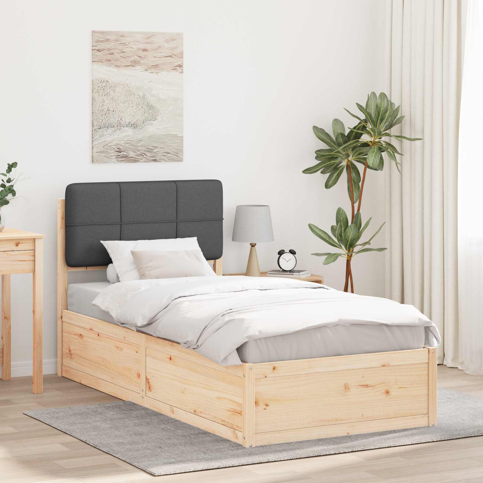 Bedframe met Gevoerd Hoofdgedeelte Donkergrijs 75 x 190 cm is nu te koop bij PeponiXL, paradijselijk wonen!