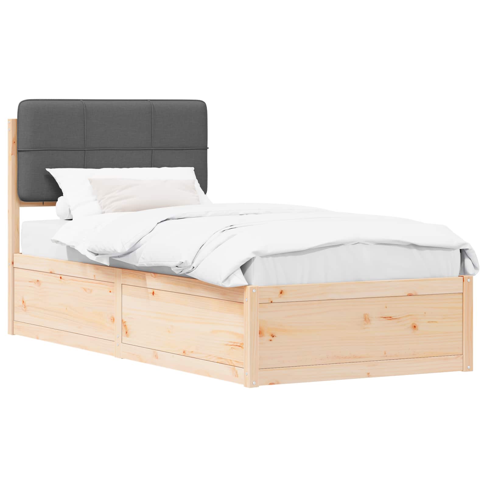 Bedframe met Gevoerd Hoofdgedeelte Donkergrijs 75 x 190 cm is nu te koop bij PeponiXL, paradijselijk wonen!