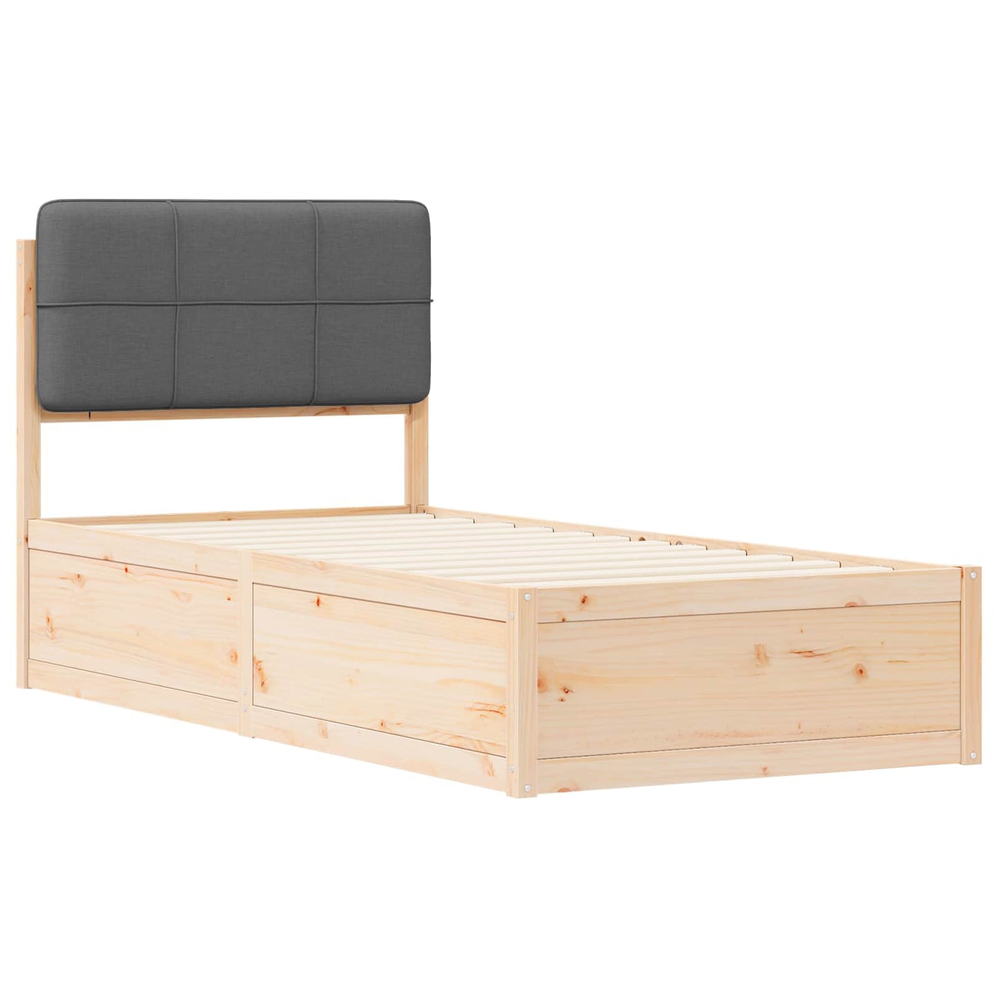 Bedframe met Gevoerd Hoofdgedeelte Donkergrijs 75 x 190 cm is nu te koop bij PeponiXL, paradijselijk wonen!