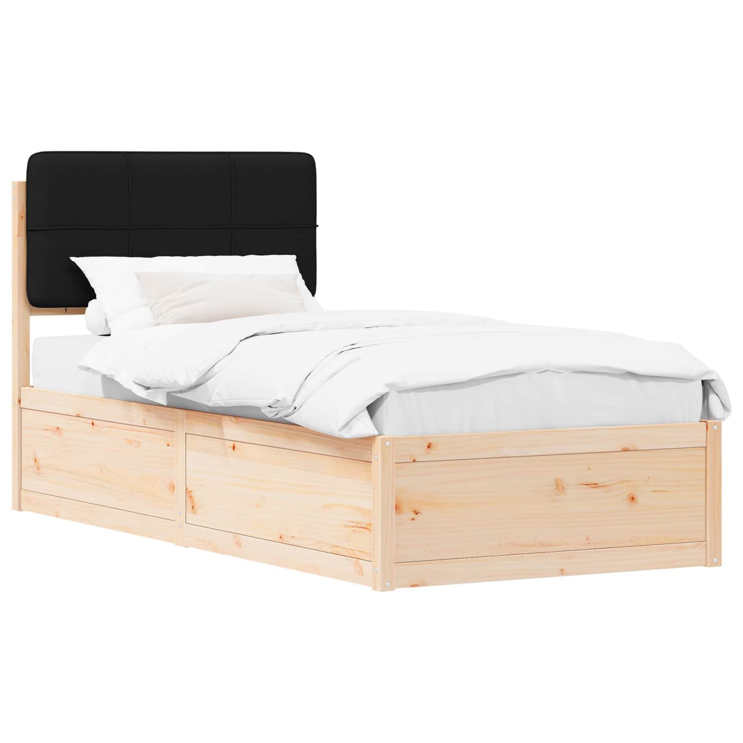 Bedframe met Gevoerd Hoofdgedeelte Zwart 75 x 190 cm is nu te koop bij PeponiXL, paradijselijk wonen!