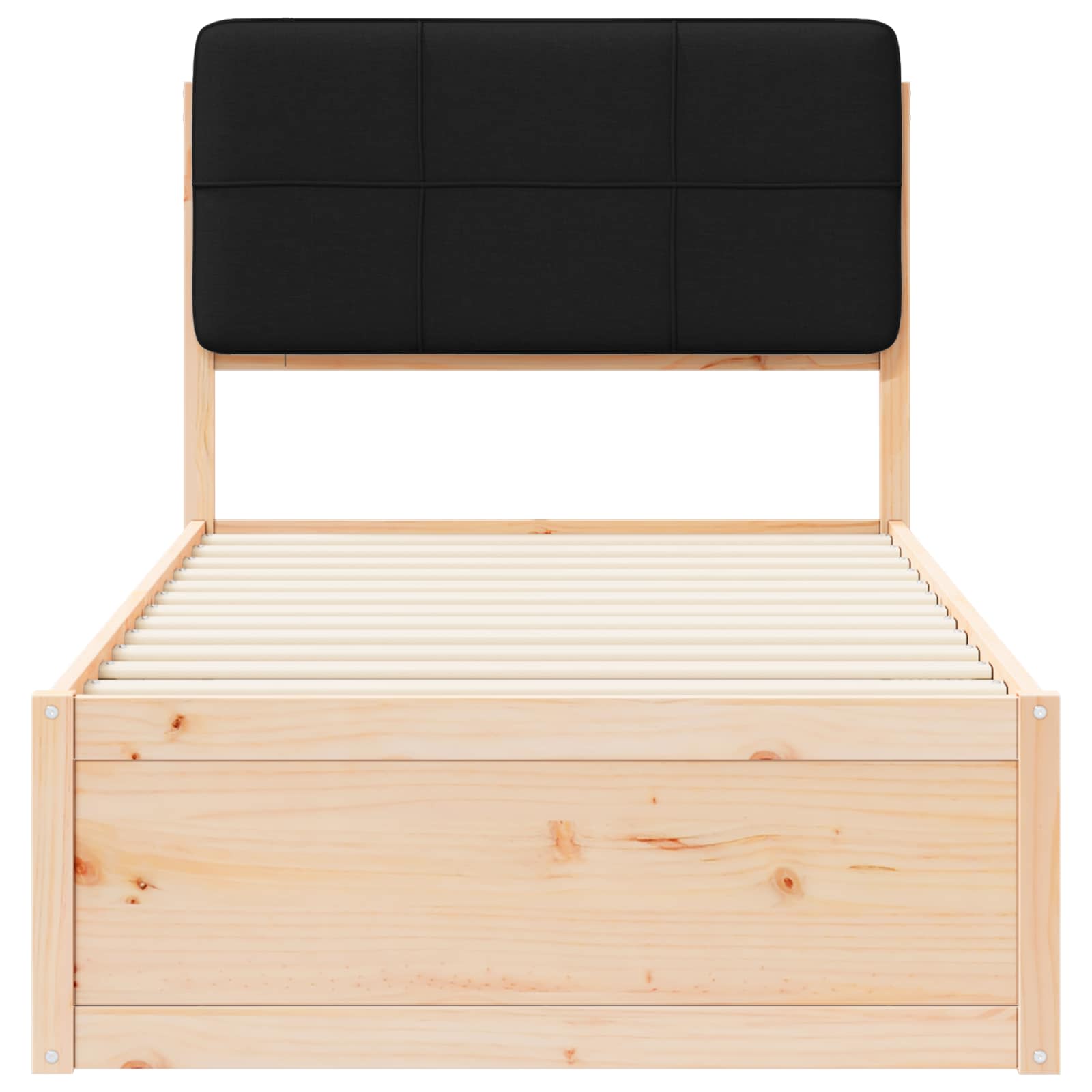 Bedframe met Gevoerd Hoofdgedeelte Zwart 75 x 190 cm is nu te koop bij PeponiXL, paradijselijk wonen!