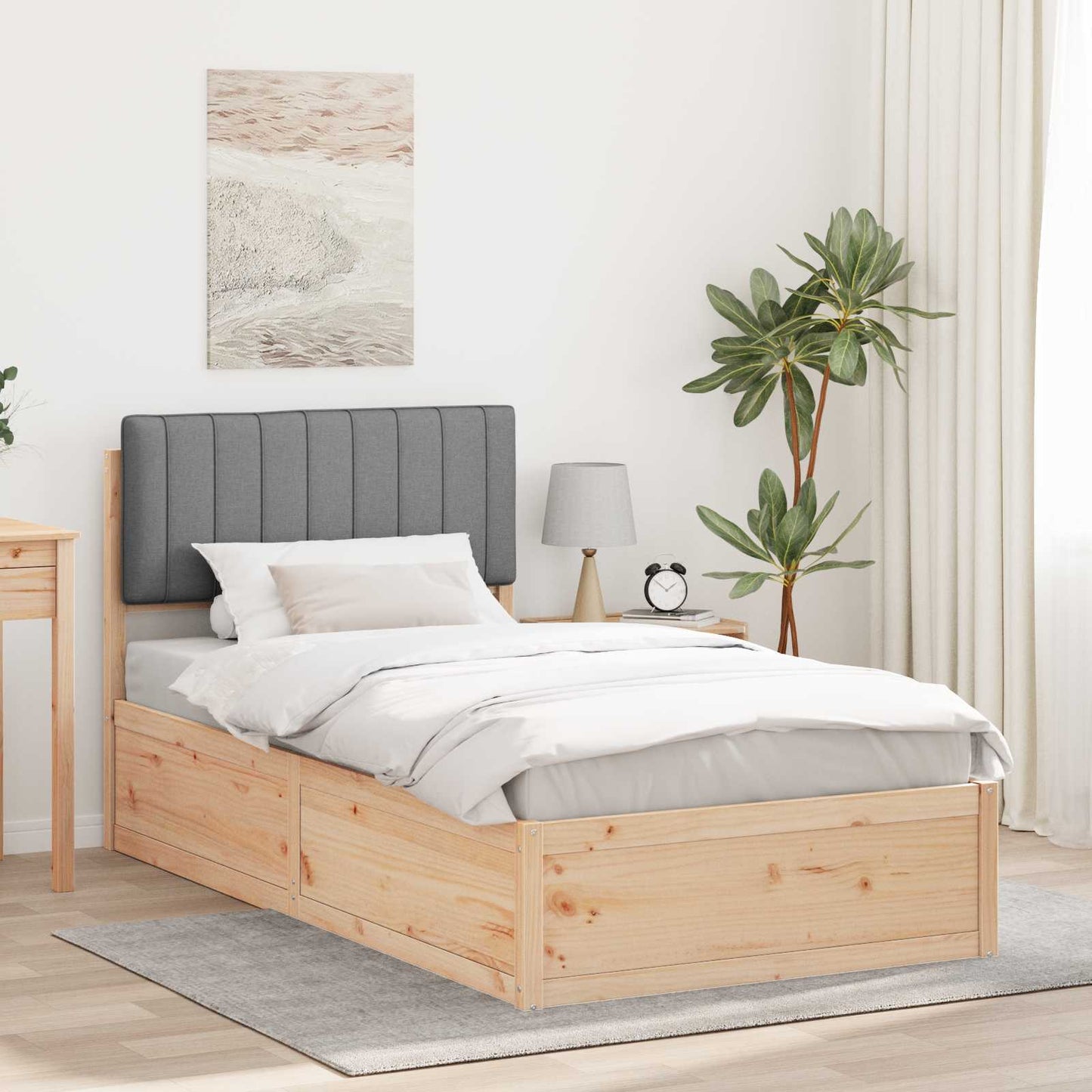 Bedframe met Gevoerd Hoofdgedeelte Lichtgrijs 100 x 200 cm is nu te koop bij PeponiXL, paradijselijk wonen!