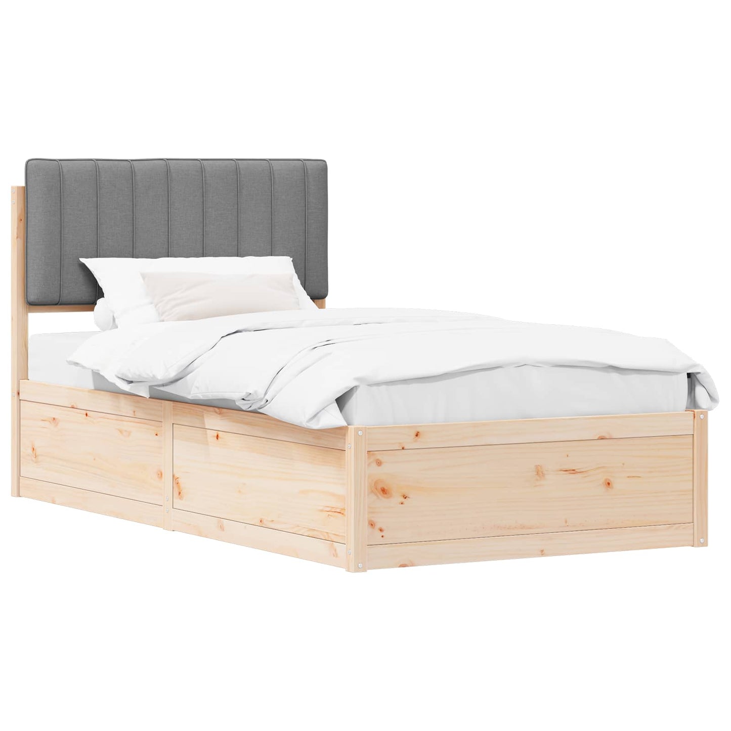 Bedframe met Gevoerd Hoofdgedeelte Lichtgrijs 100 x 200 cm is nu te koop bij PeponiXL, paradijselijk wonen!