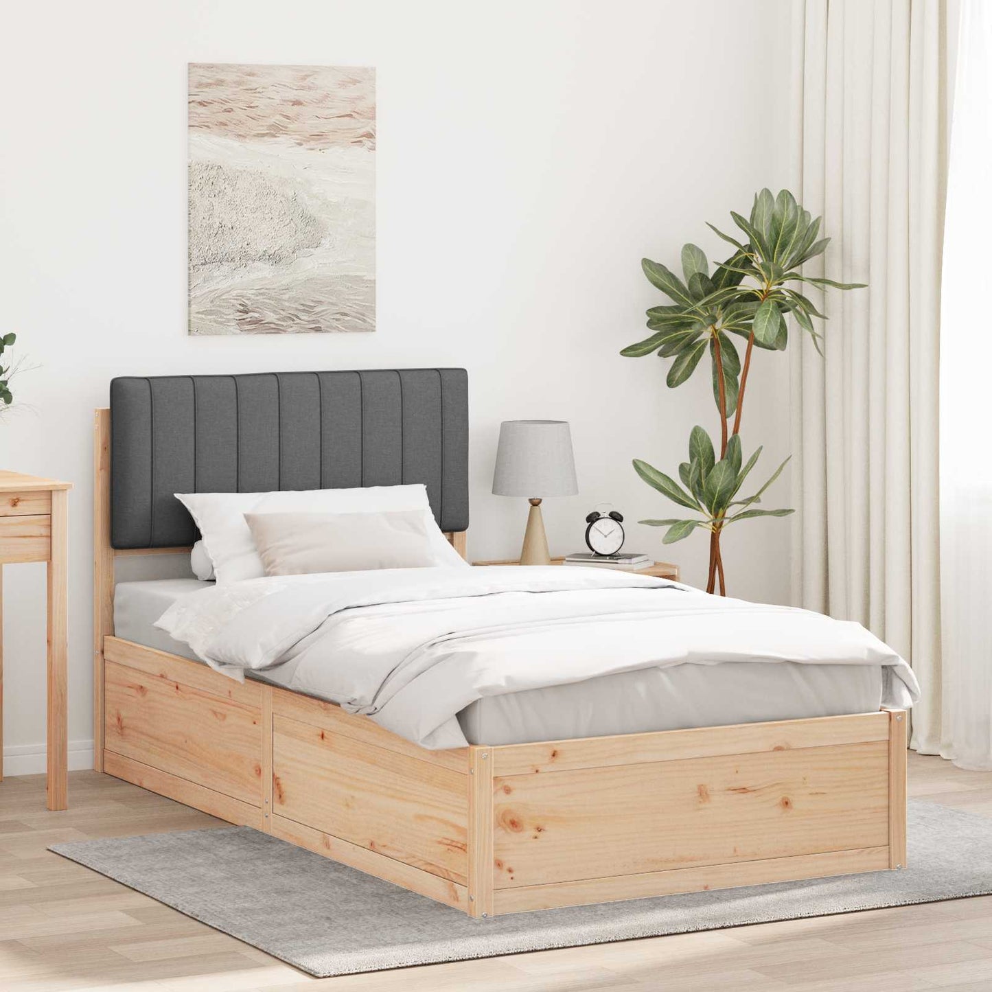 Bedframe met Gevoerd Hoofdgedeelte Donkergrijs 100 x 200 cm is nu te koop bij PeponiXL, paradijselijk wonen!