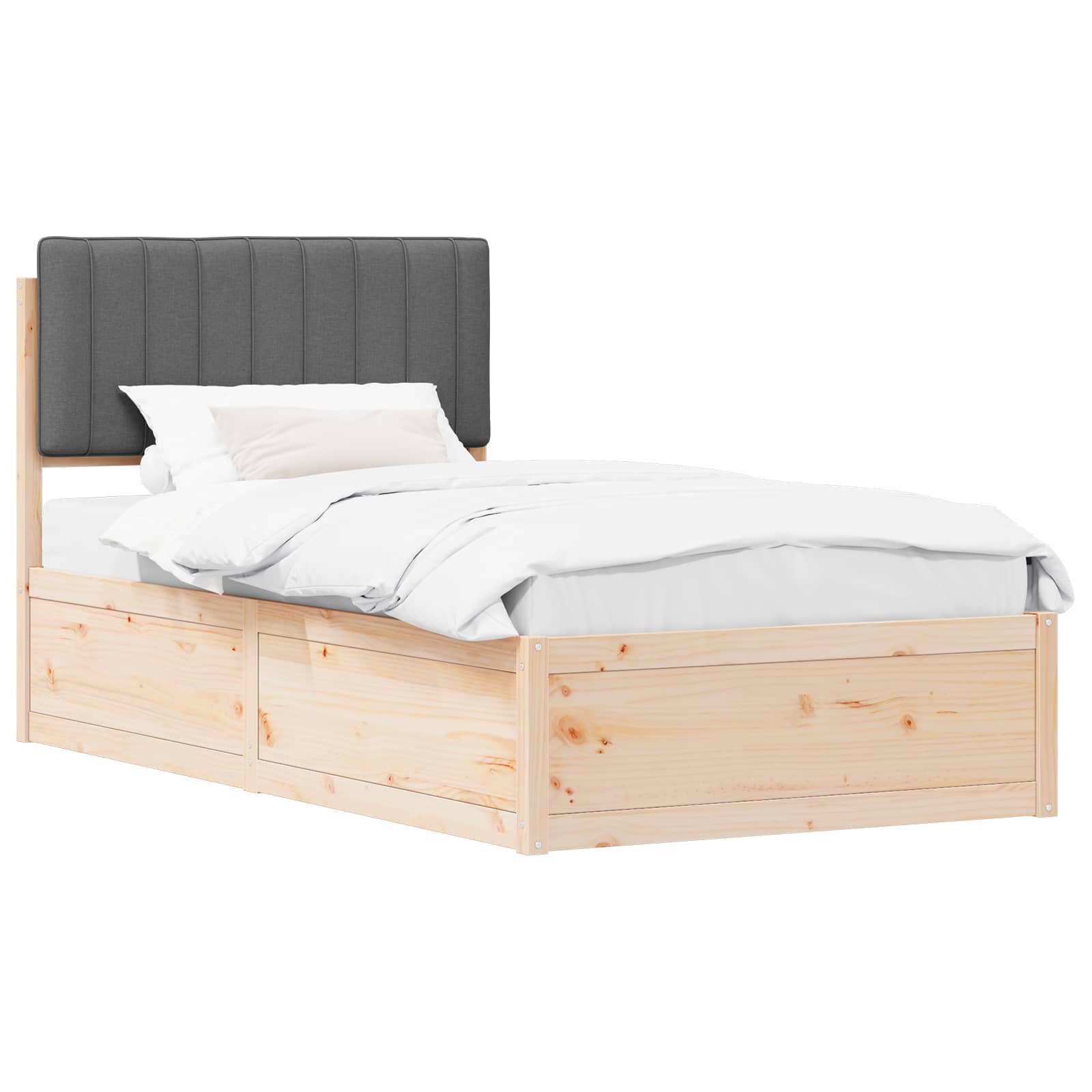 Bedframe met Gevoerd Hoofdgedeelte Donkergrijs 100 x 200 cm is nu te koop bij PeponiXL, paradijselijk wonen!