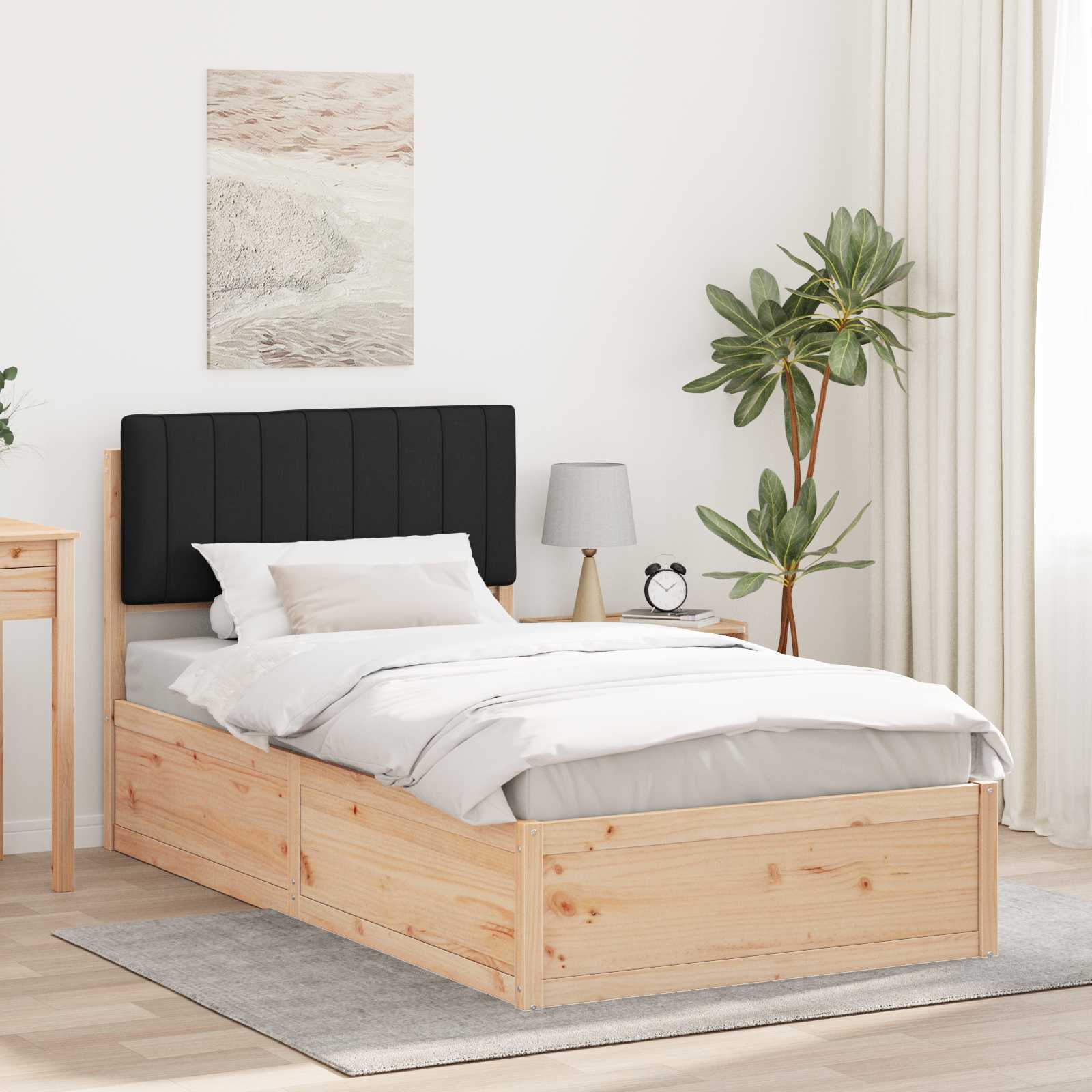 Bedframe met Gevoerd Hoofdgedeelte Zwart 100 x 200 cm is nu te koop bij PeponiXL, paradijselijk wonen!