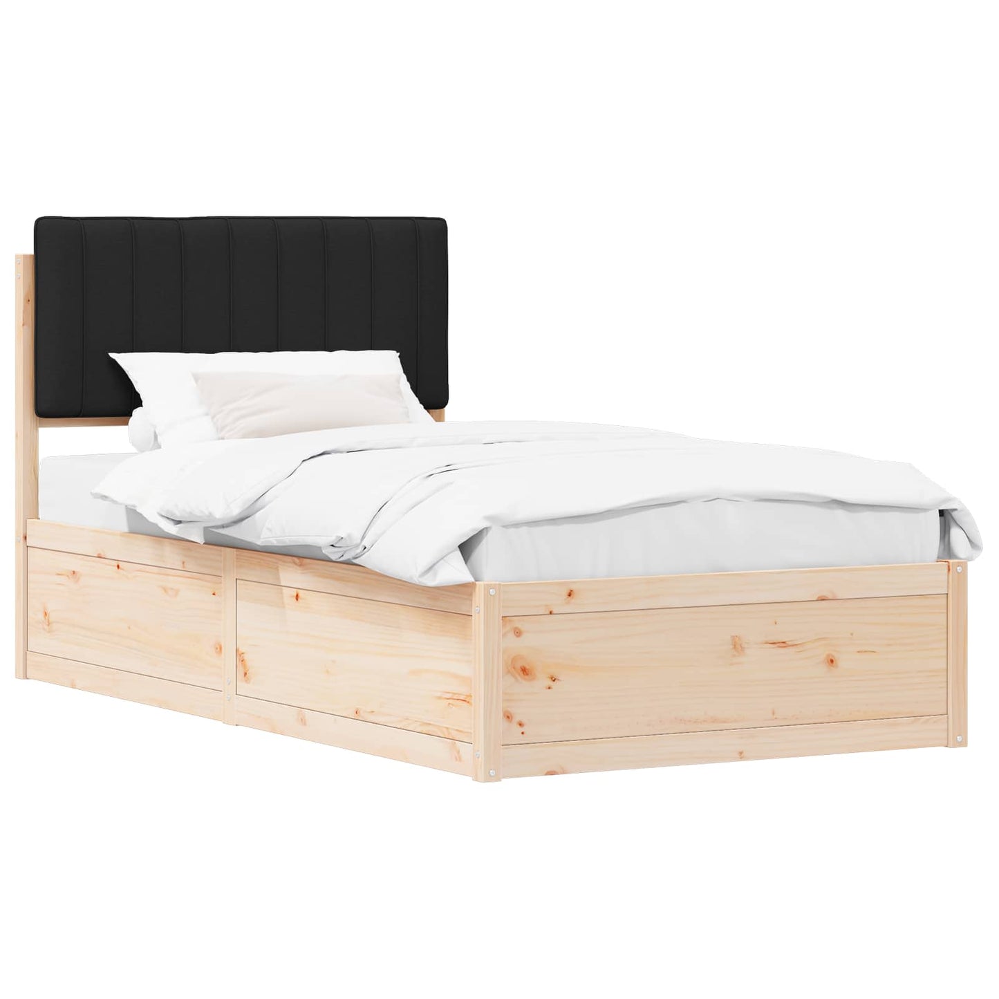 Bedframe met Gevoerd Hoofdgedeelte Zwart 100 x 200 cm is nu te koop bij PeponiXL, paradijselijk wonen!