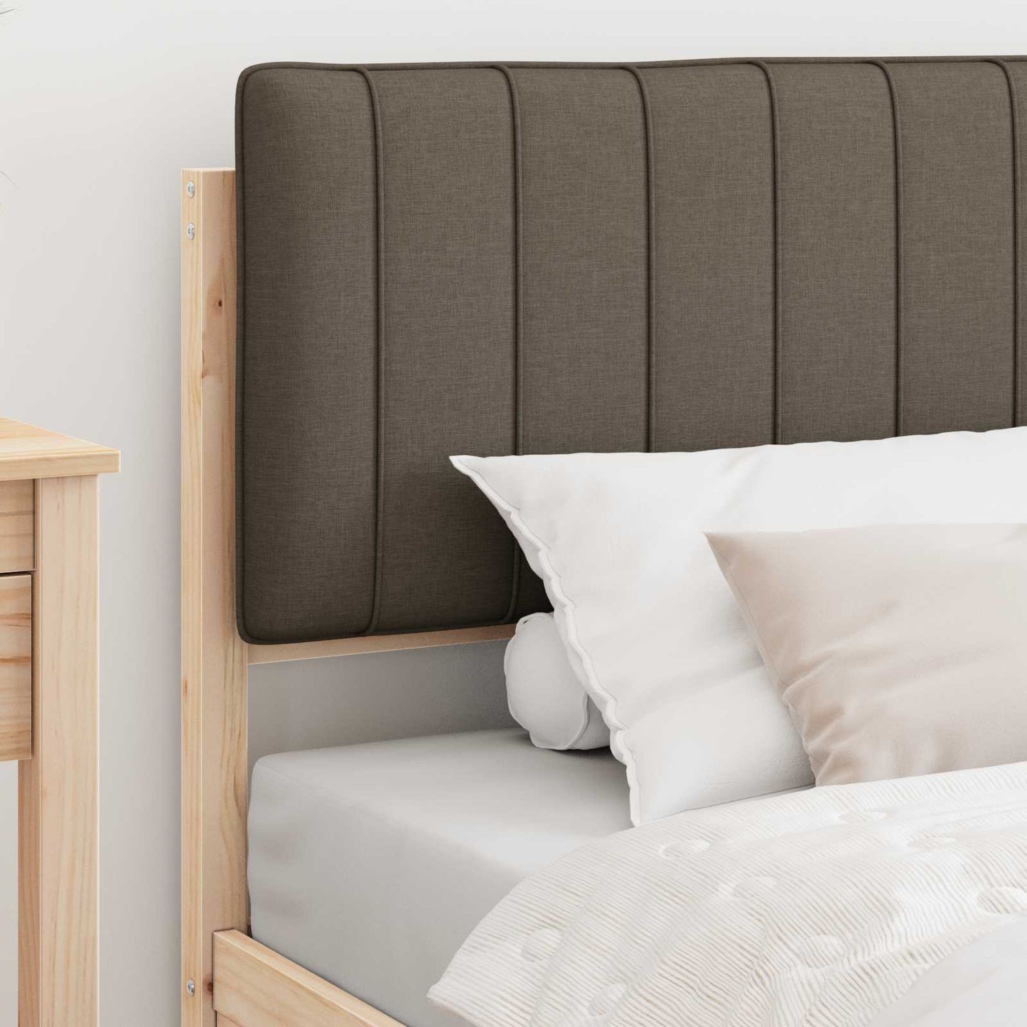 Bedframe met Gevoerd Hoofdgedeelte Taupe 100 x 200 cm is nu te koop bij PeponiXL, paradijselijk wonen!