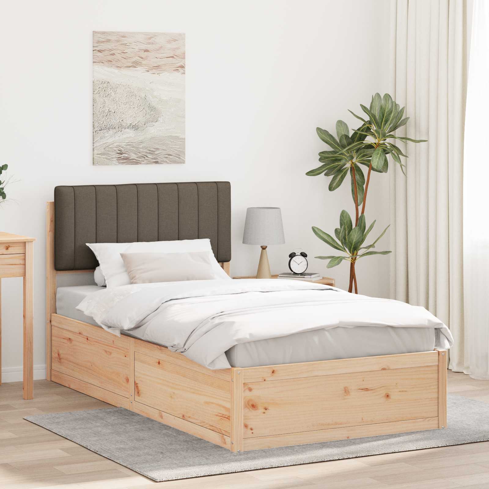 Bedframe met Gevoerd Hoofdgedeelte Taupe 100 x 200 cm is nu te koop bij PeponiXL, paradijselijk wonen!