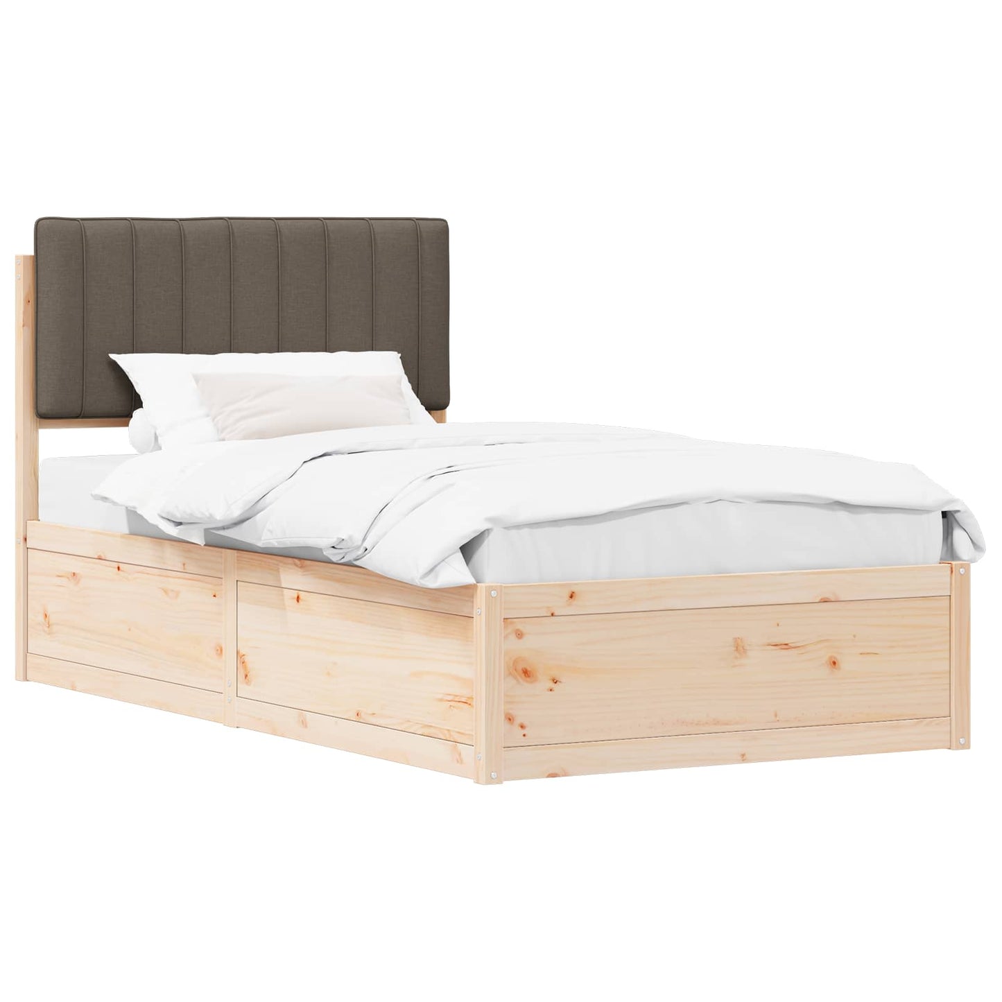 Bedframe met Gevoerd Hoofdgedeelte Taupe 100 x 200 cm is nu te koop bij PeponiXL, paradijselijk wonen!