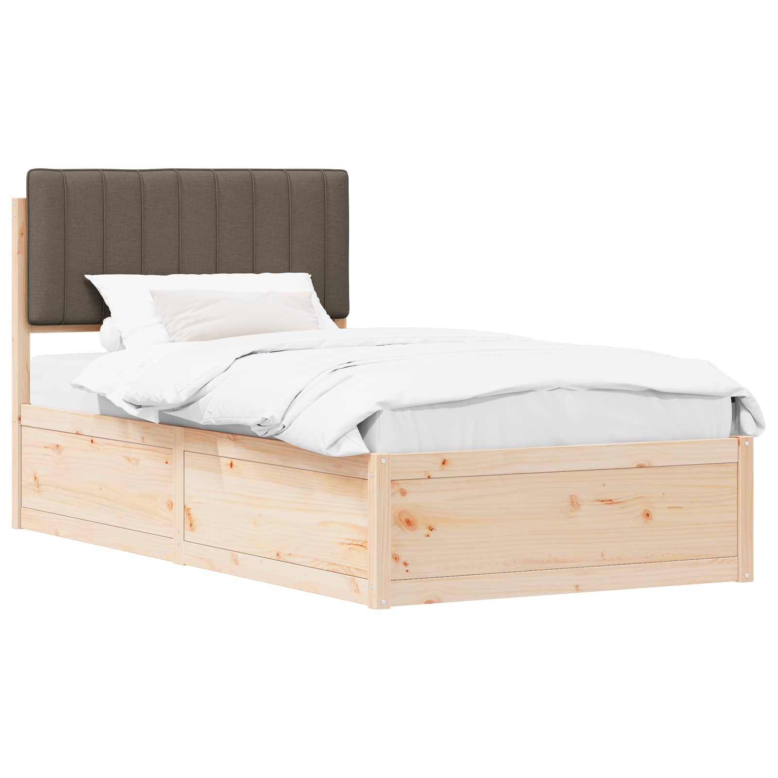 Bedframe met Gevoerd Hoofdgedeelte Taupe 100 x 200 cm is nu te koop bij PeponiXL, paradijselijk wonen!