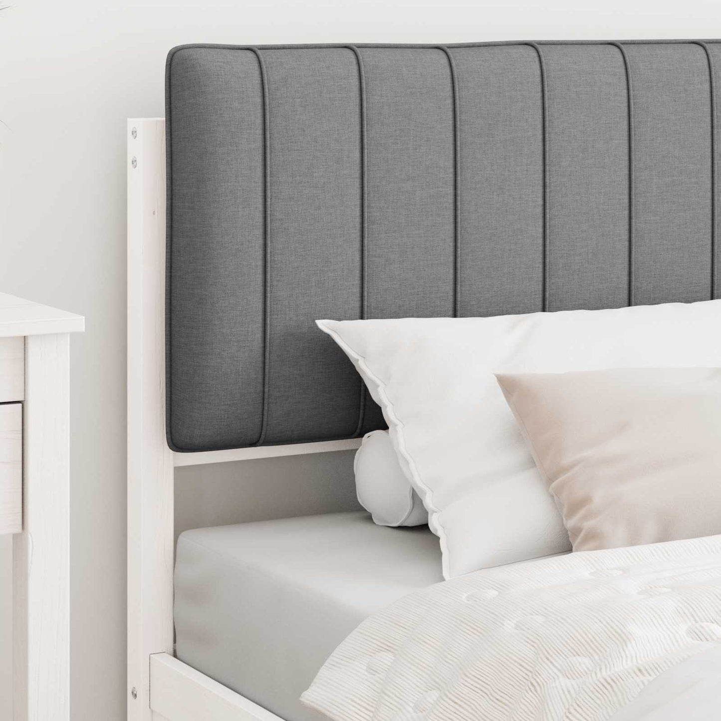Bedframe met Gevoerd Hoofdgedeelte Lichtgrijs 100 x 200 cm is nu te koop bij PeponiXL, paradijselijk wonen!