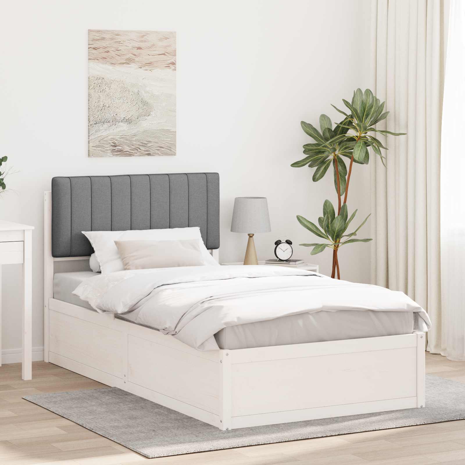 Bedframe met Gevoerd Hoofdgedeelte Lichtgrijs 100 x 200 cm is nu te koop bij PeponiXL, paradijselijk wonen!