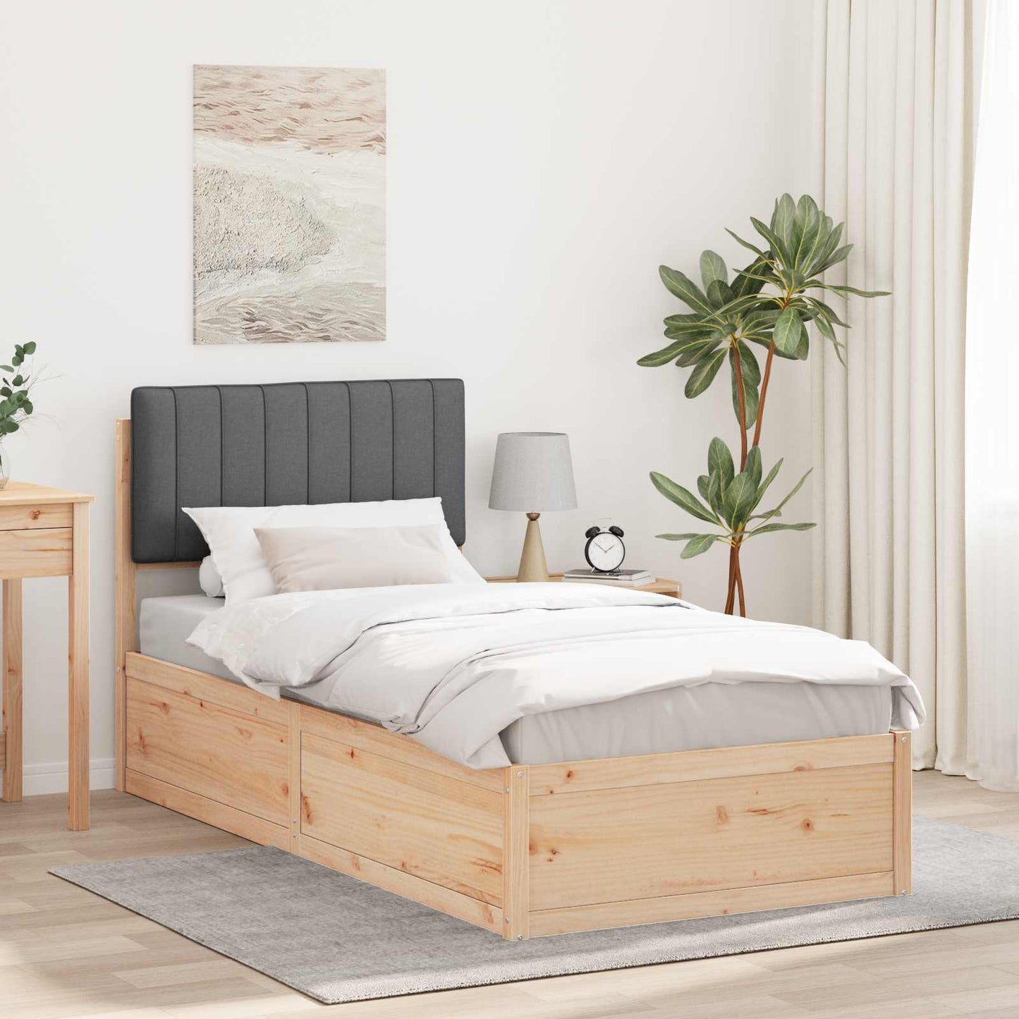 Bedframe met Gevoerd Hoofdgedeelte Donkergrijs 90 x 200 cm is nu te koop bij PeponiXL, paradijselijk wonen!