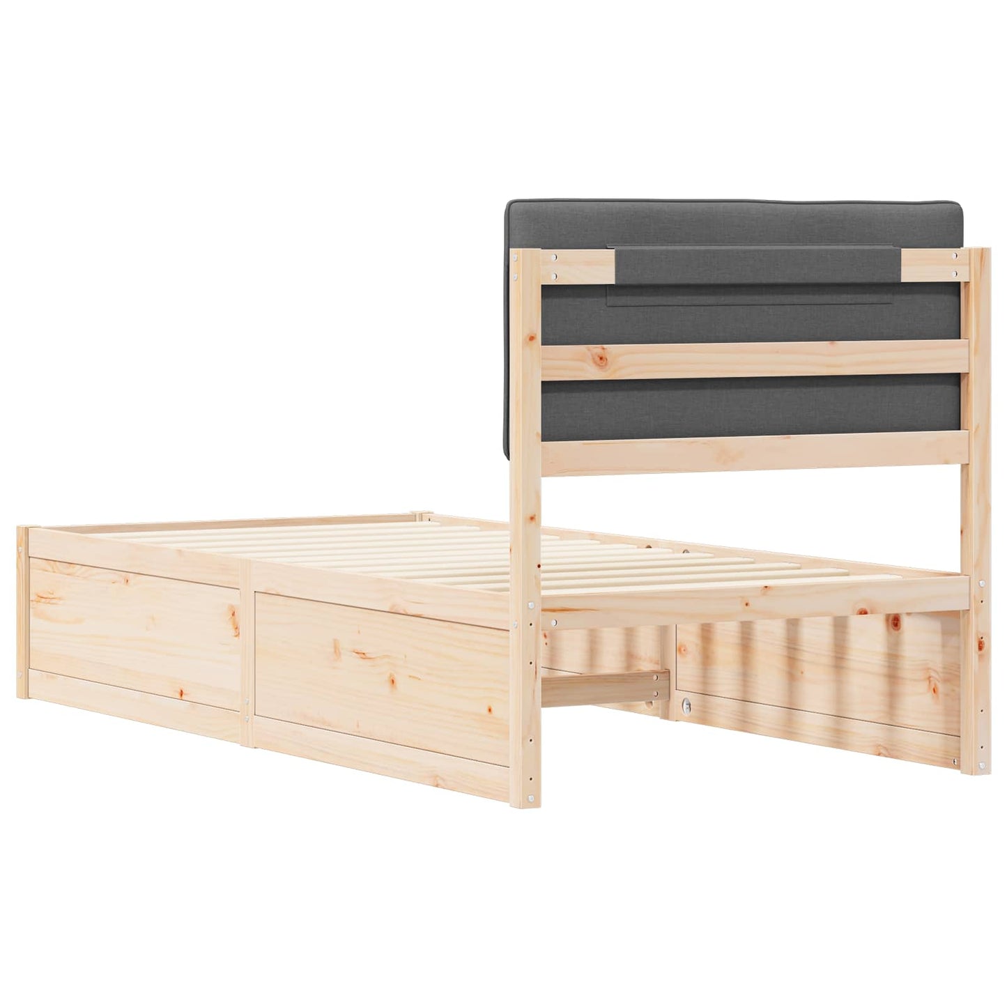 Bedframe met Gevoerd Hoofdgedeelte Donkergrijs 90 x 200 cm is nu te koop bij PeponiXL, paradijselijk wonen!