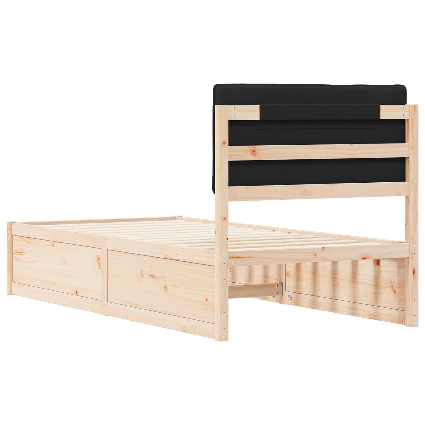 Bedframe met Gevoerd Hoofdgedeelte Zwart 90 x 200 cm is nu te koop bij PeponiXL, paradijselijk wonen!