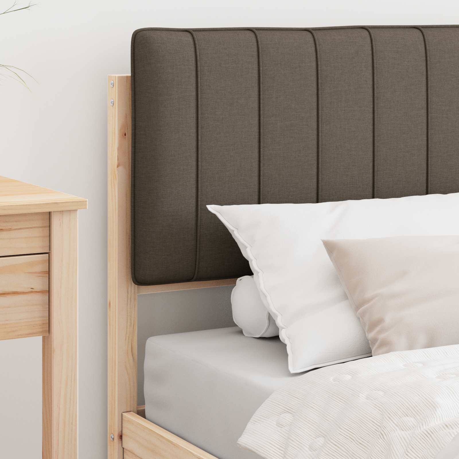 Bedframe met Gevoerd Hoofdgedeelte Taupe 90 x 200 cm is nu te koop bij PeponiXL, paradijselijk wonen!